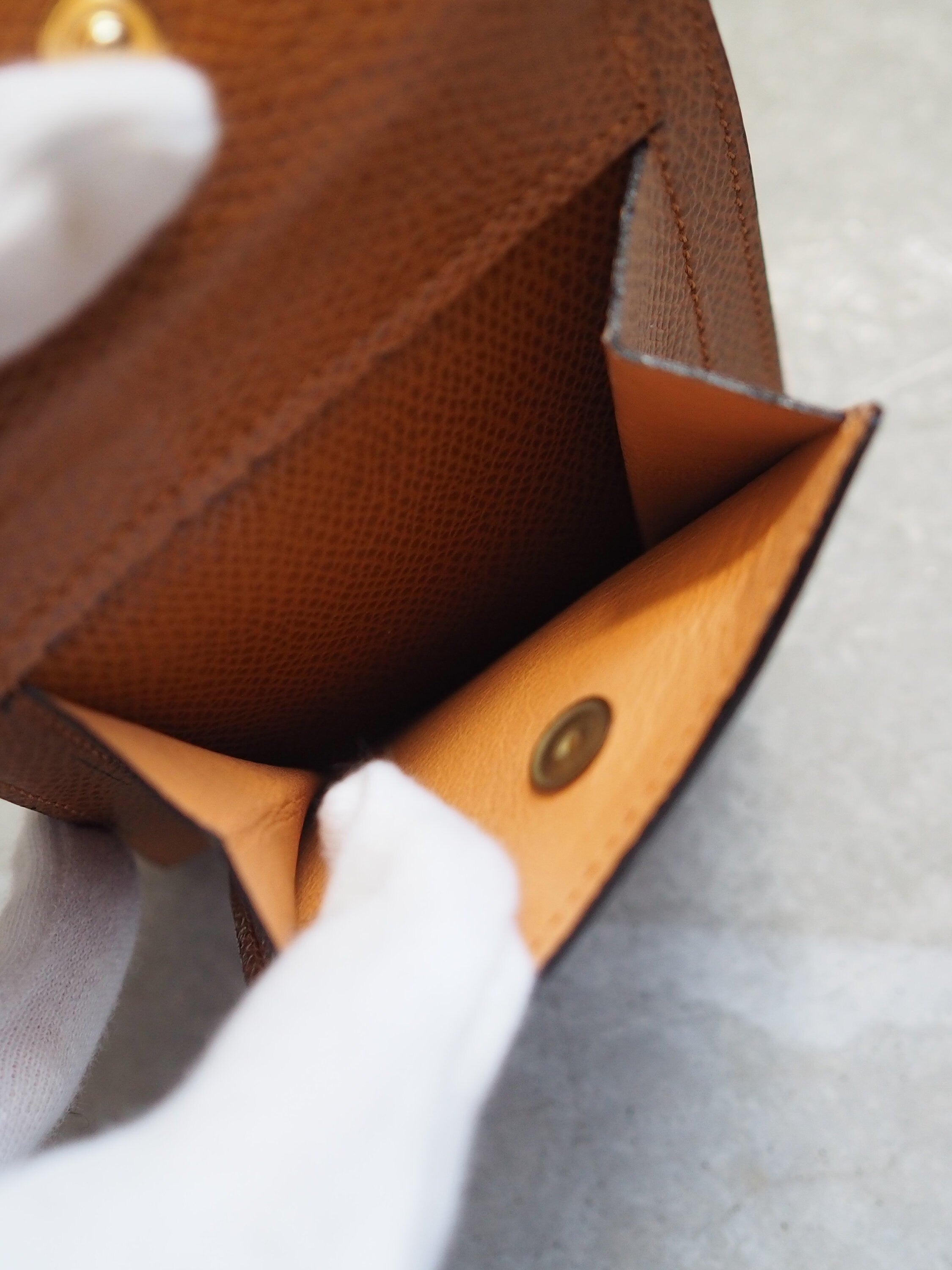 CELINE Logo Compact Wallet Brown Leather Bifold Classic Vintage Authentic