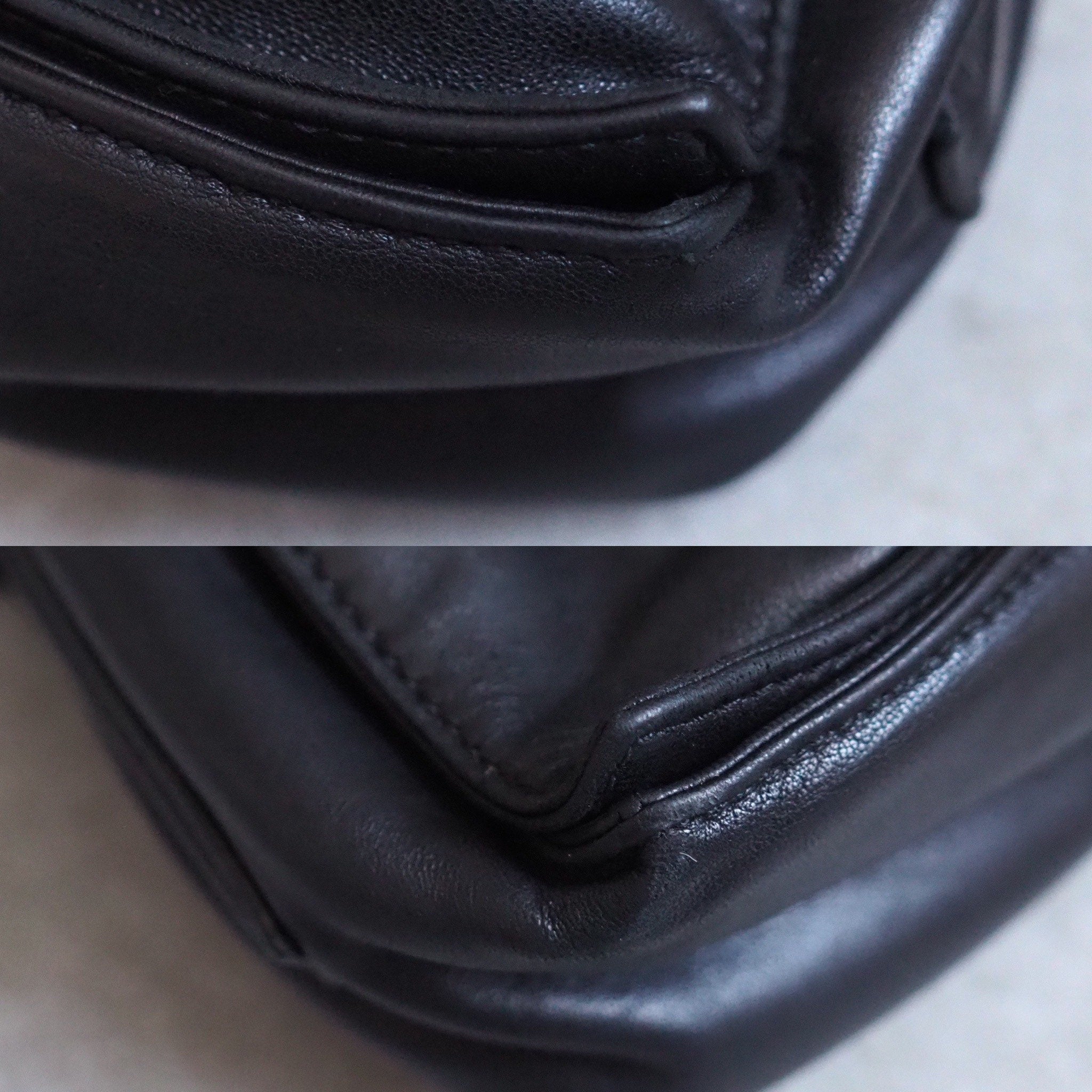 LOEWE Flamenco Anagram Shoulder bag Black Leather Vintage Authentic