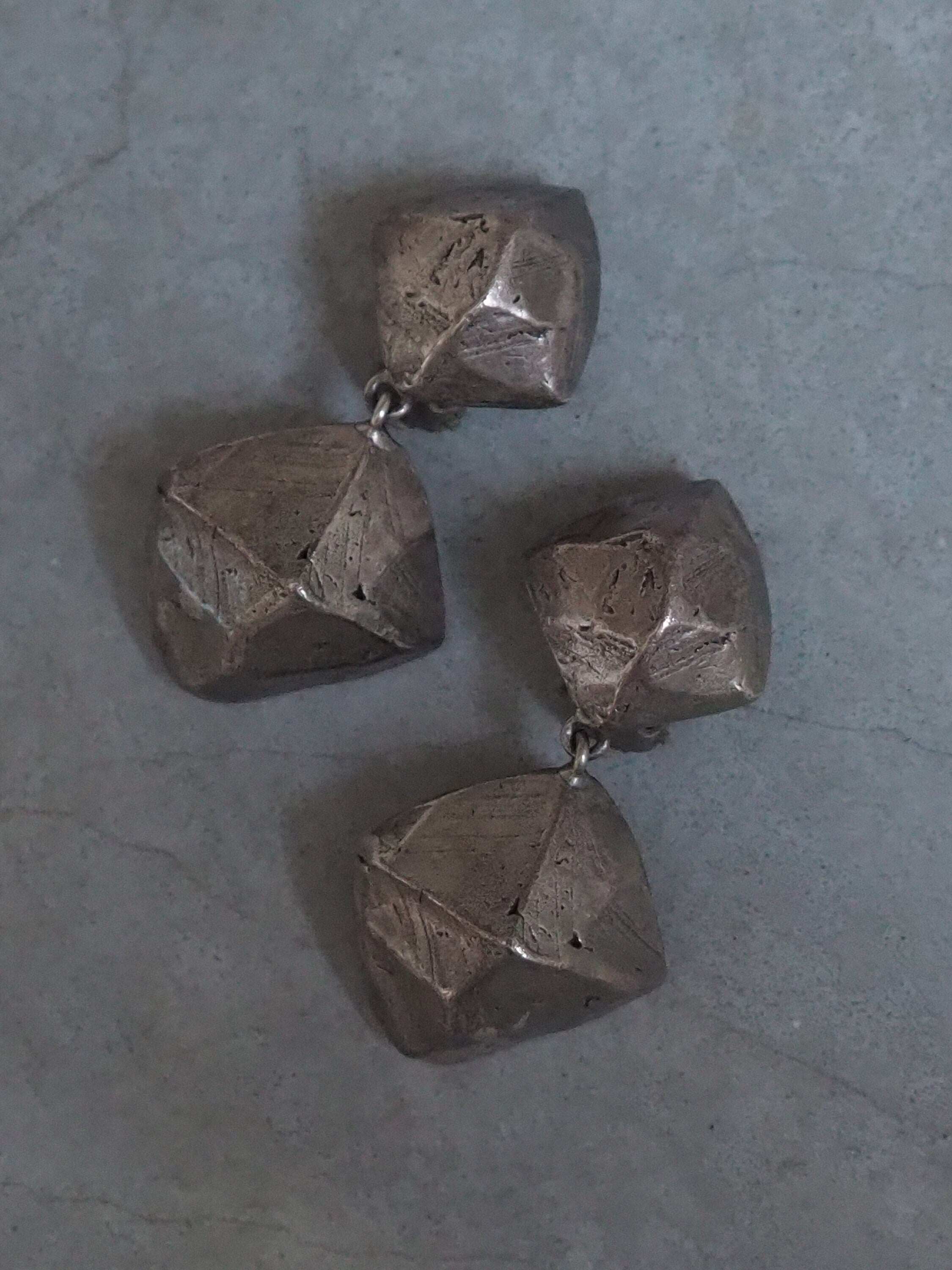 HERMES Stud Earrings Silver Accessory Vintage Authentic