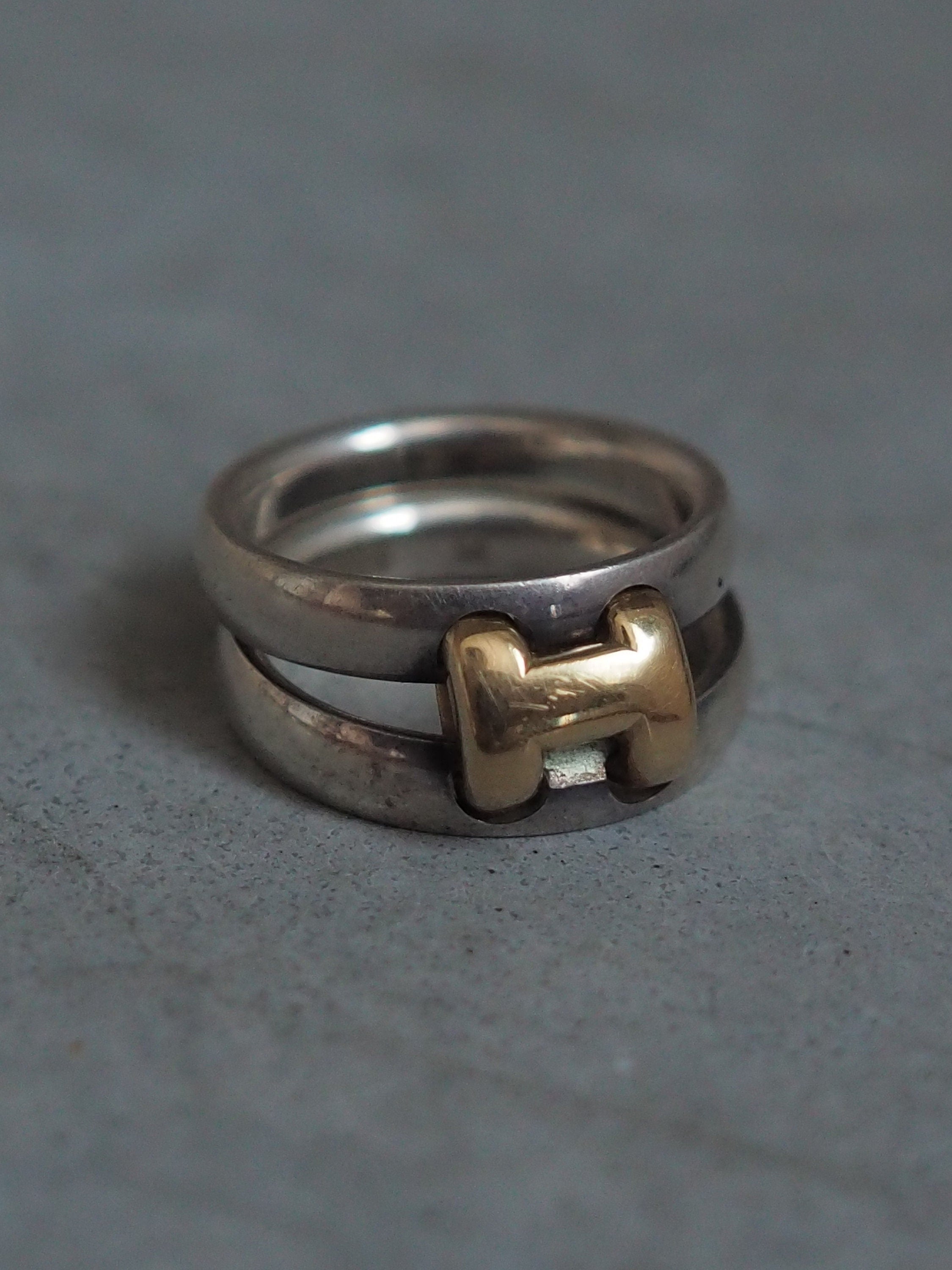 HERMES Oran Pudding Ring SV 925 Silver size 54 (US) 6.5 Vintage Authentic