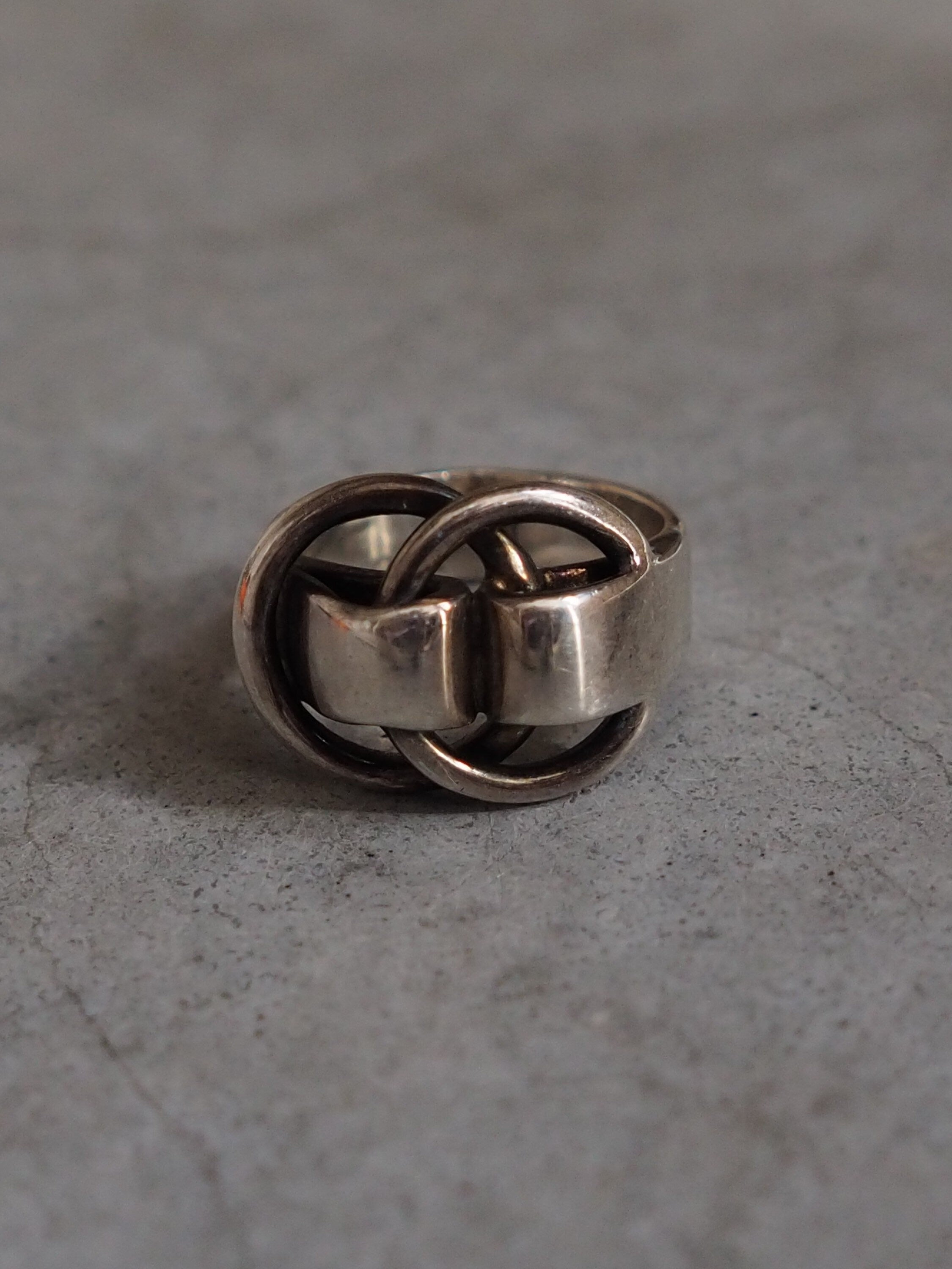 HERMES Deux Anneaux Ring SV 925 Silver size (US) 5.0 Vintage Authentic