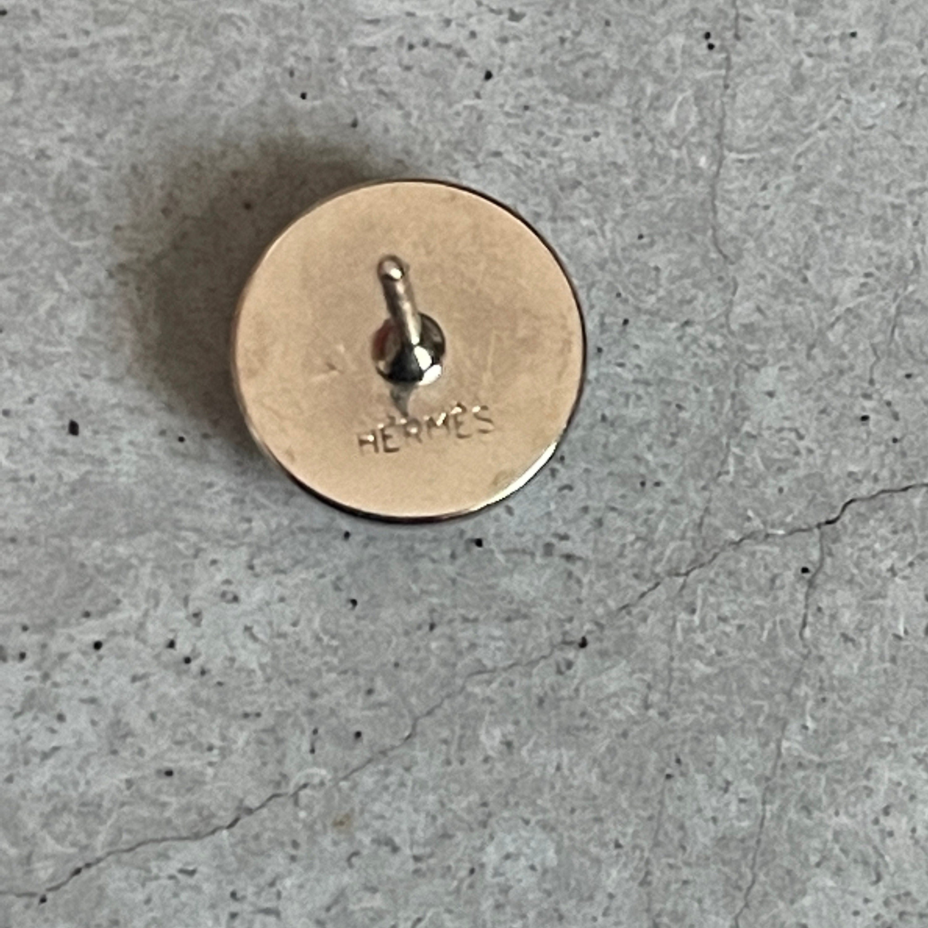 HERMES Eclipse Pierce Earrings Silver/Green Metal/Enamel Accessory Vintage Authentic