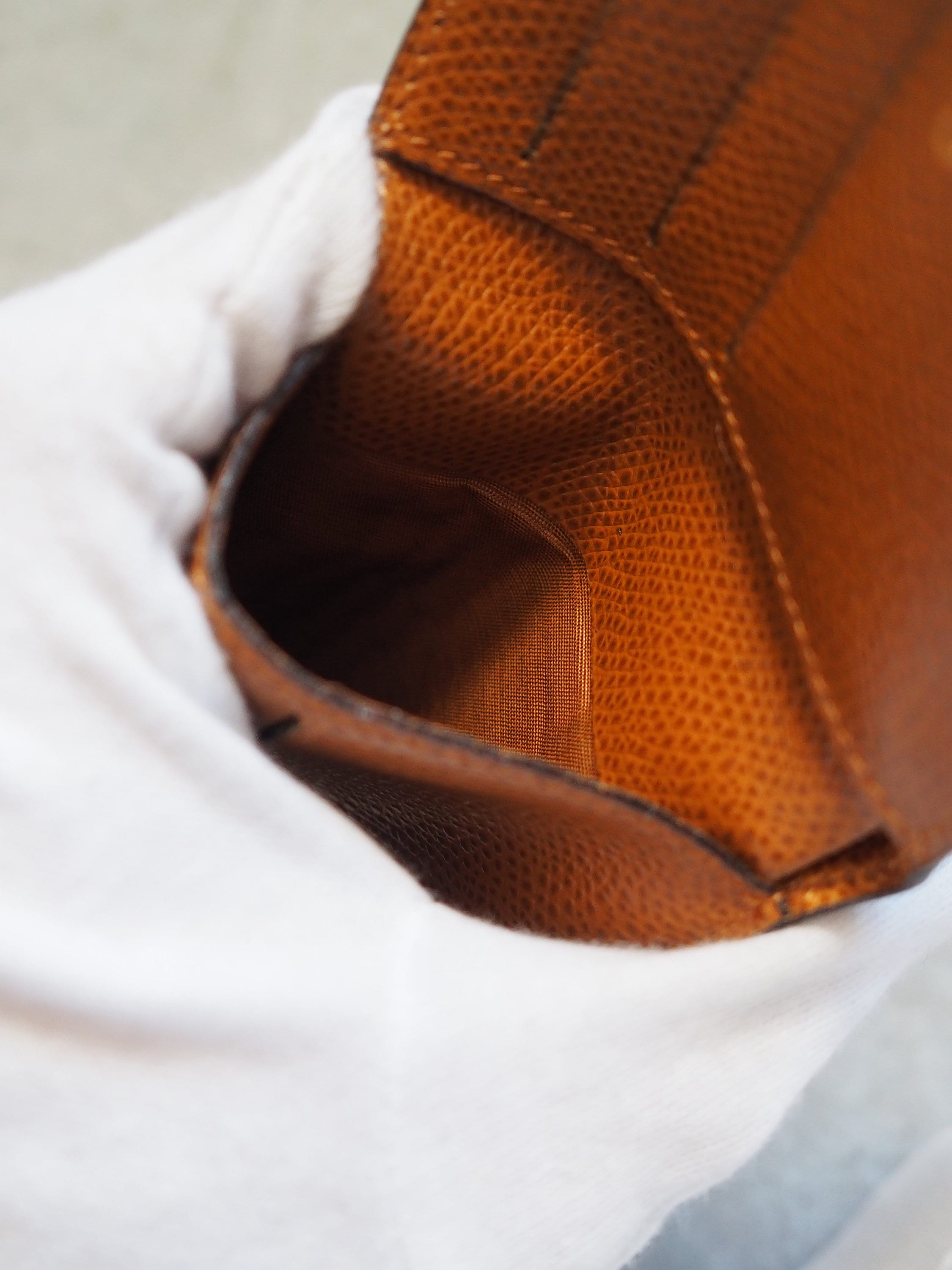 CELINE Logo Compact Wallet Brown Leather Bifold Classic Vintage Authentic