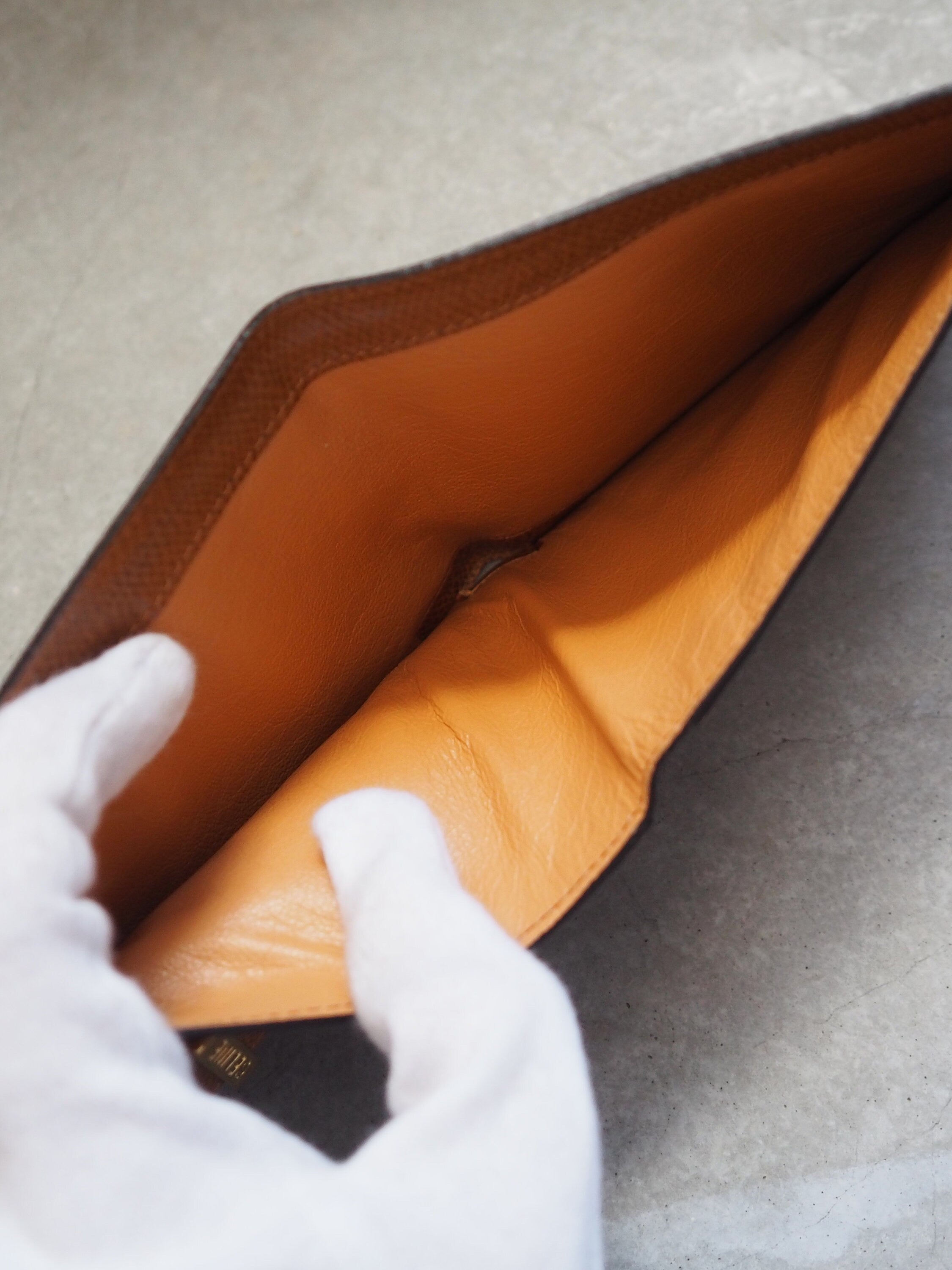 CELINE Logo Compact Wallet Brown Leather Bifold Classic Vintage Authentic