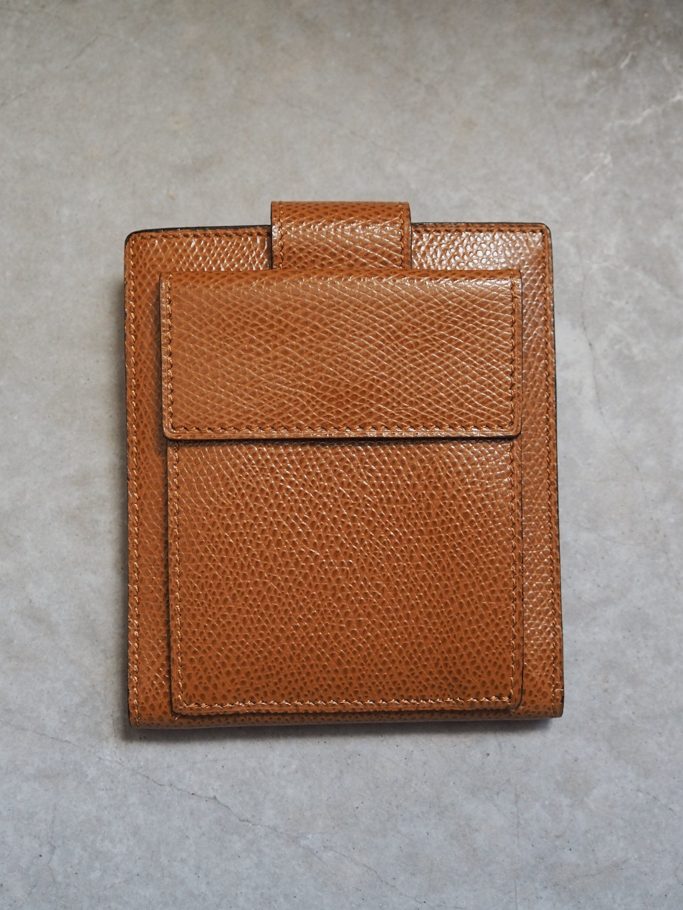 CELINE Logo Compact Wallet Brown Leather Bifold Classic Vintage Authentic