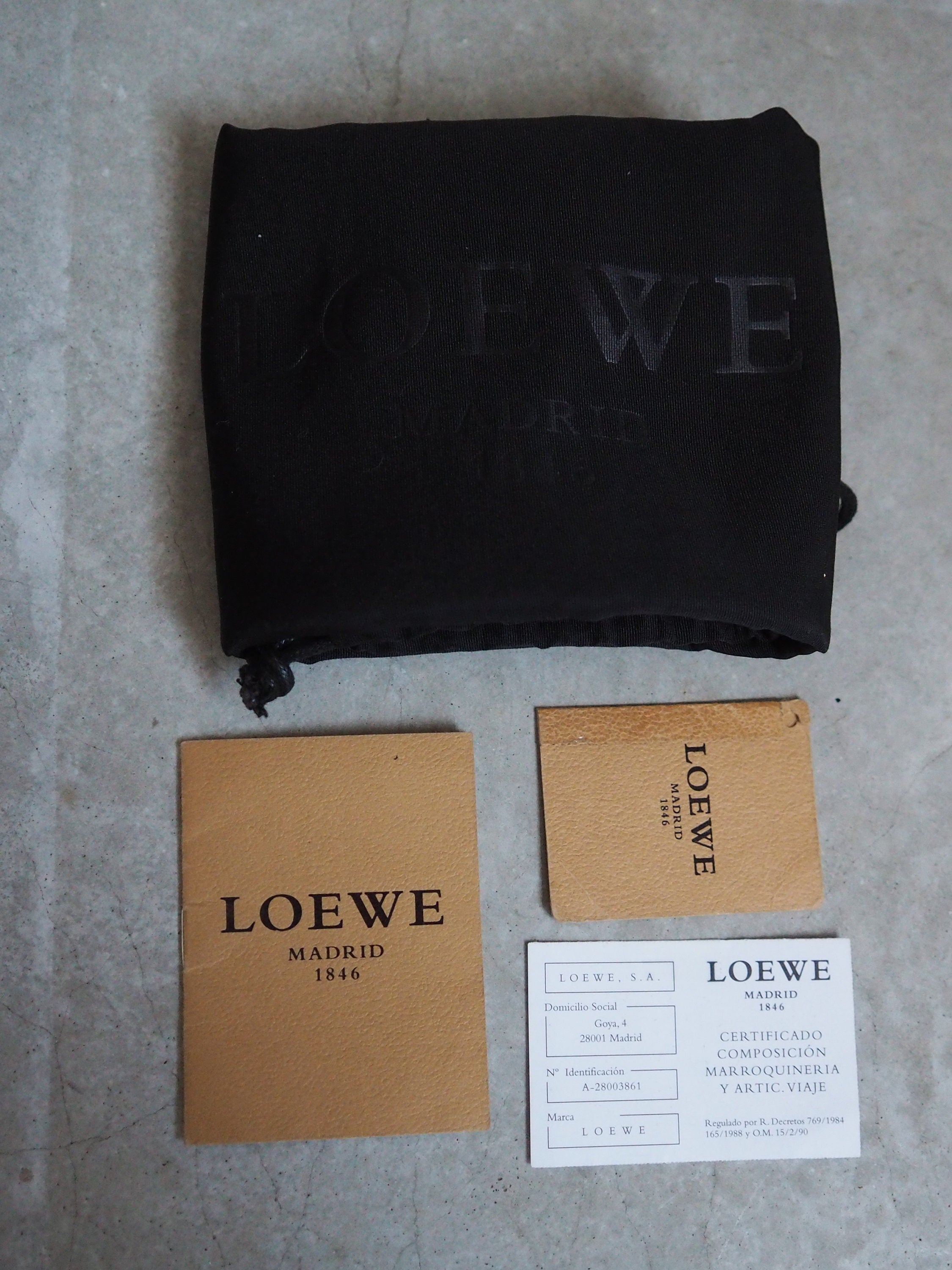 LOEWE Flamenco Anagram Shoulder bag Black Leather Vintage Authentic