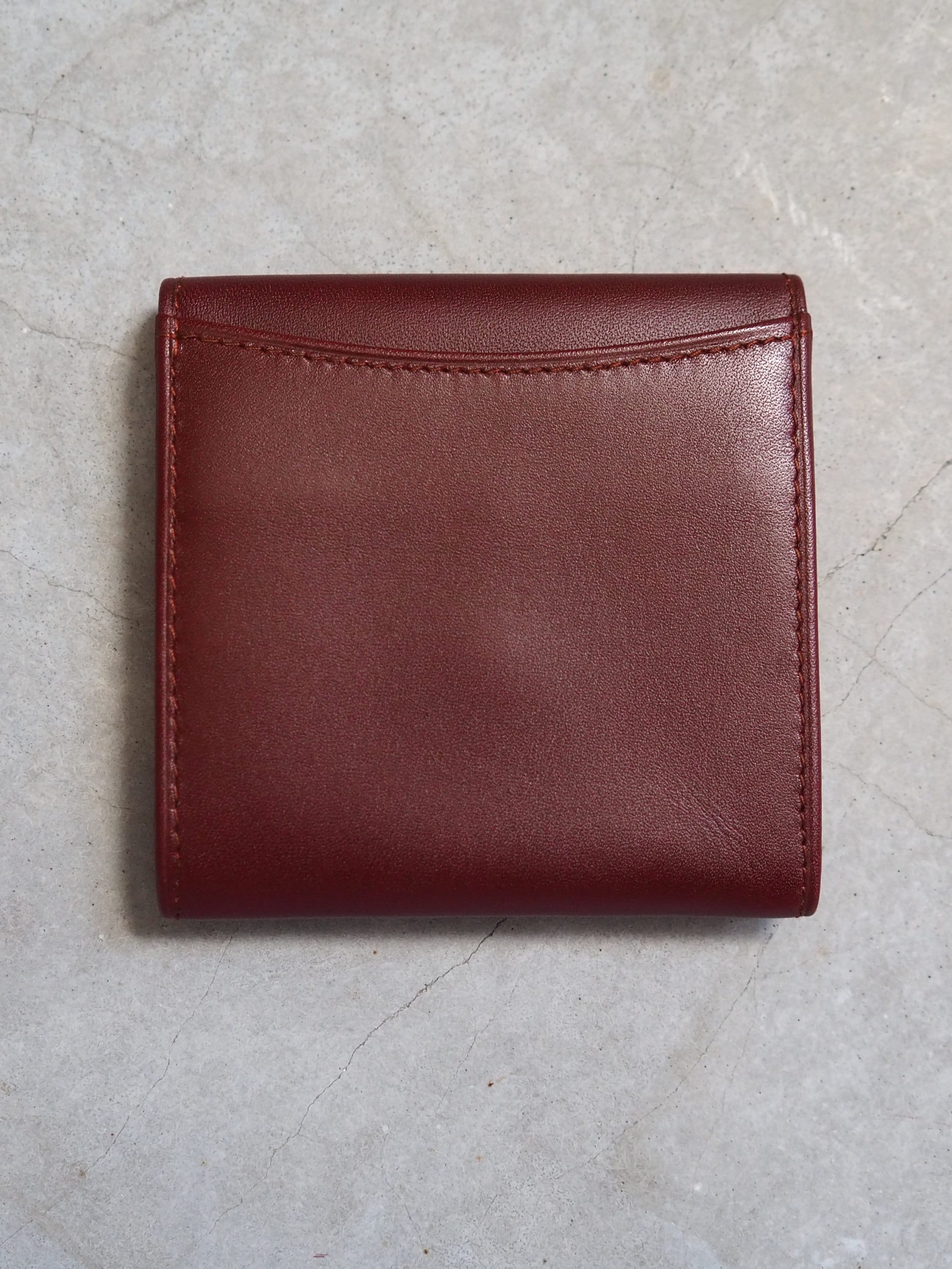 Must De Cartier Coin Case Wallet Red Bordeaux Leather MASTLINE Vintage Authentic