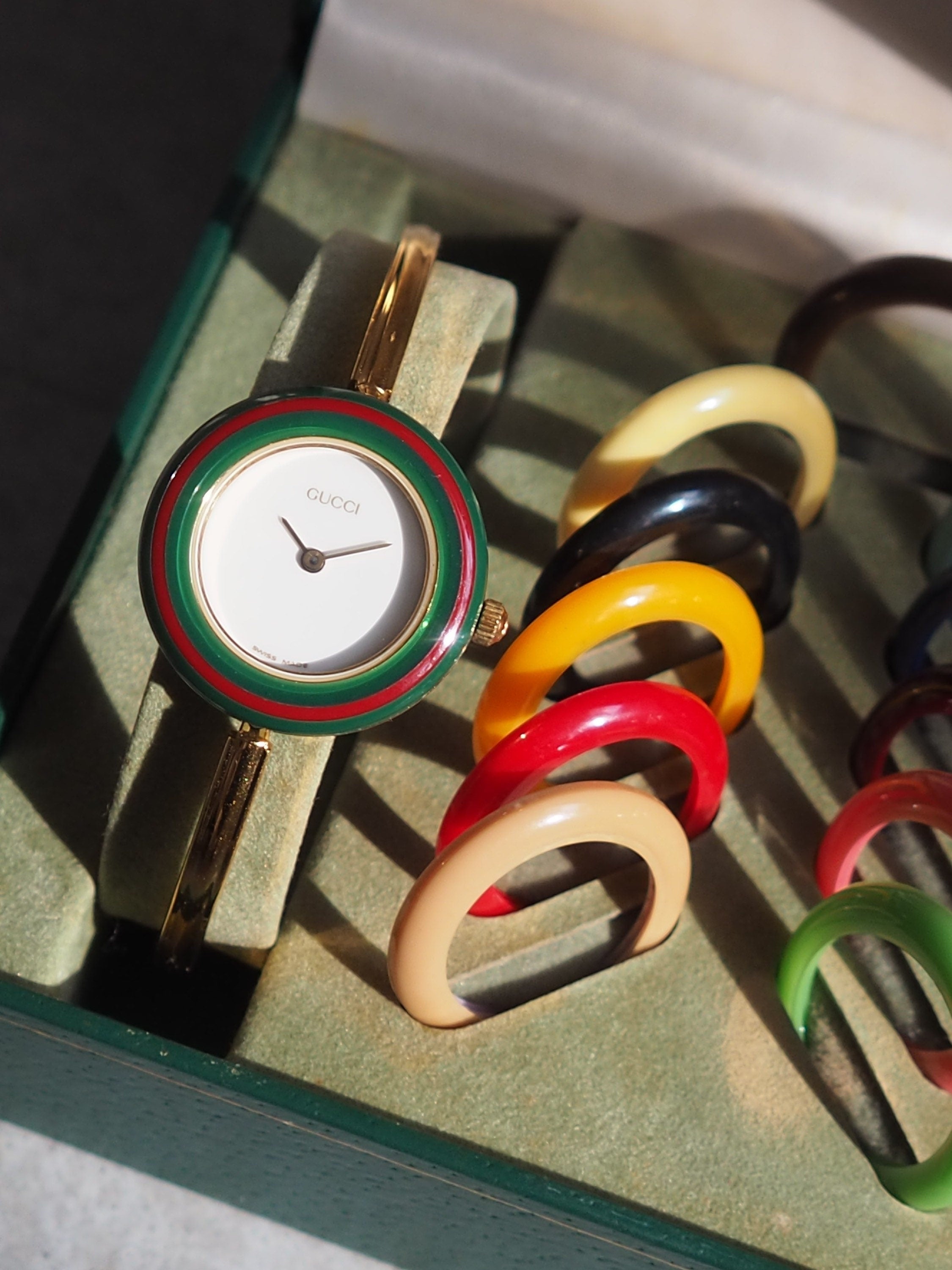 GUCCI Accessories Change Bezel 12 colors Bangle watch Wristwatch Gold