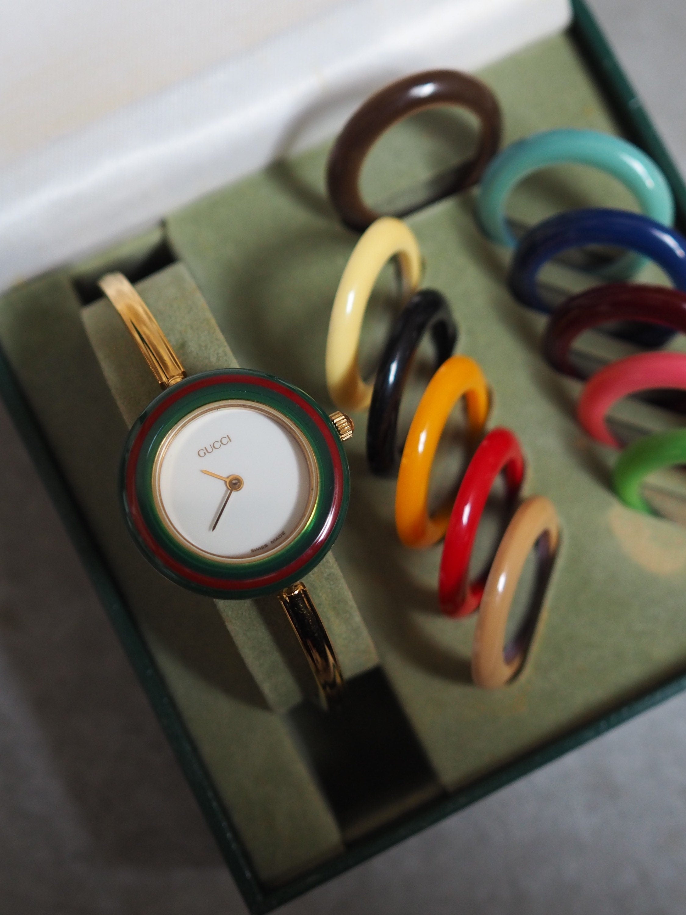 GUCCI Accessories Change Bezel 12 colors Bangle watch Wristwatch Gold