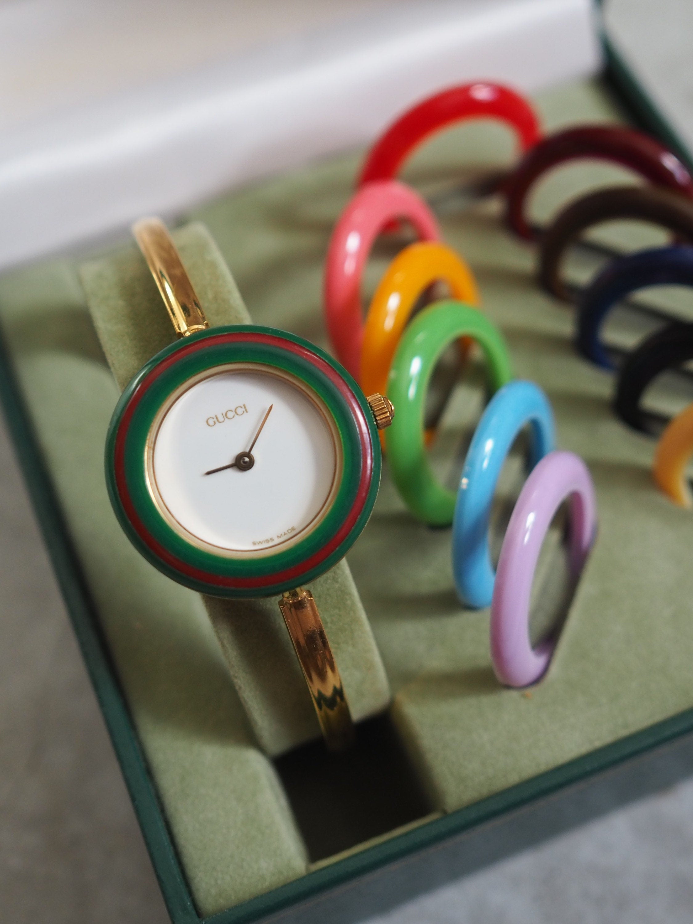 GUCCI Accessories Change Bezel 12 colors Bangle watch Wristwatch Gold