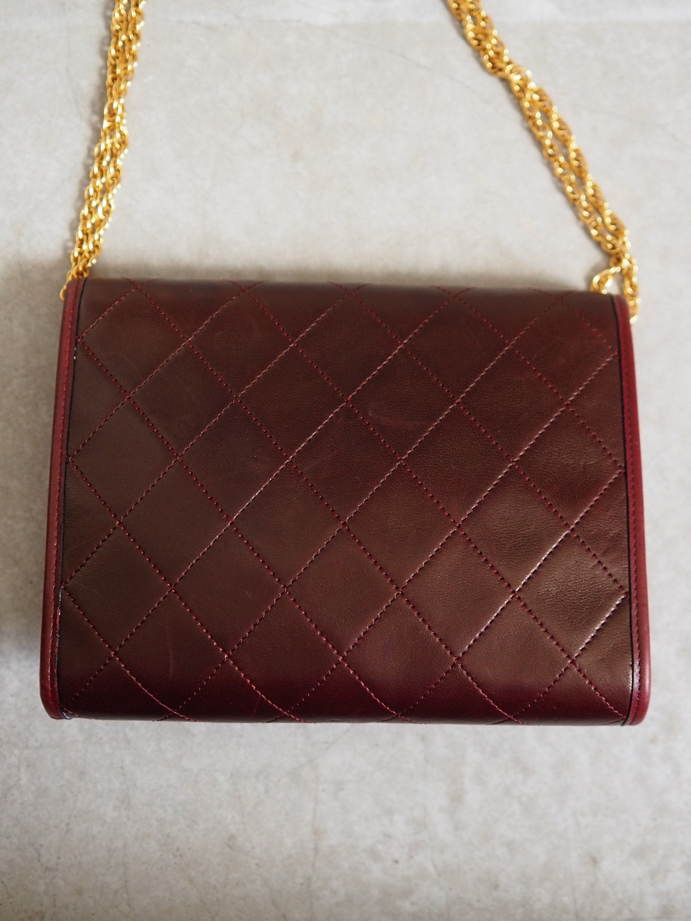 CHANEL Mini Matelasse Quilted CC Chain Shoulder Bag Bordeaux Authentic