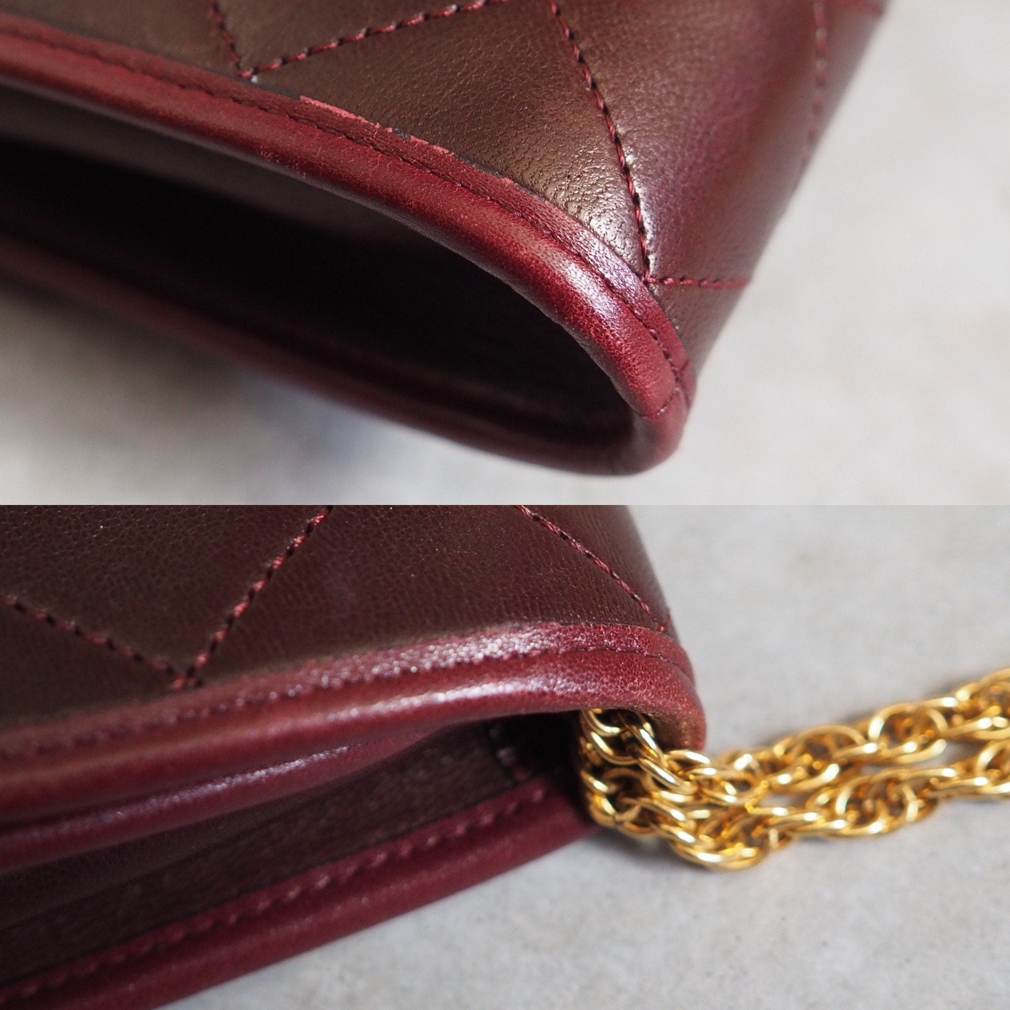 CHANEL Mini Matelasse Quilted CC Chain Shoulder Bag Bordeaux Authentic