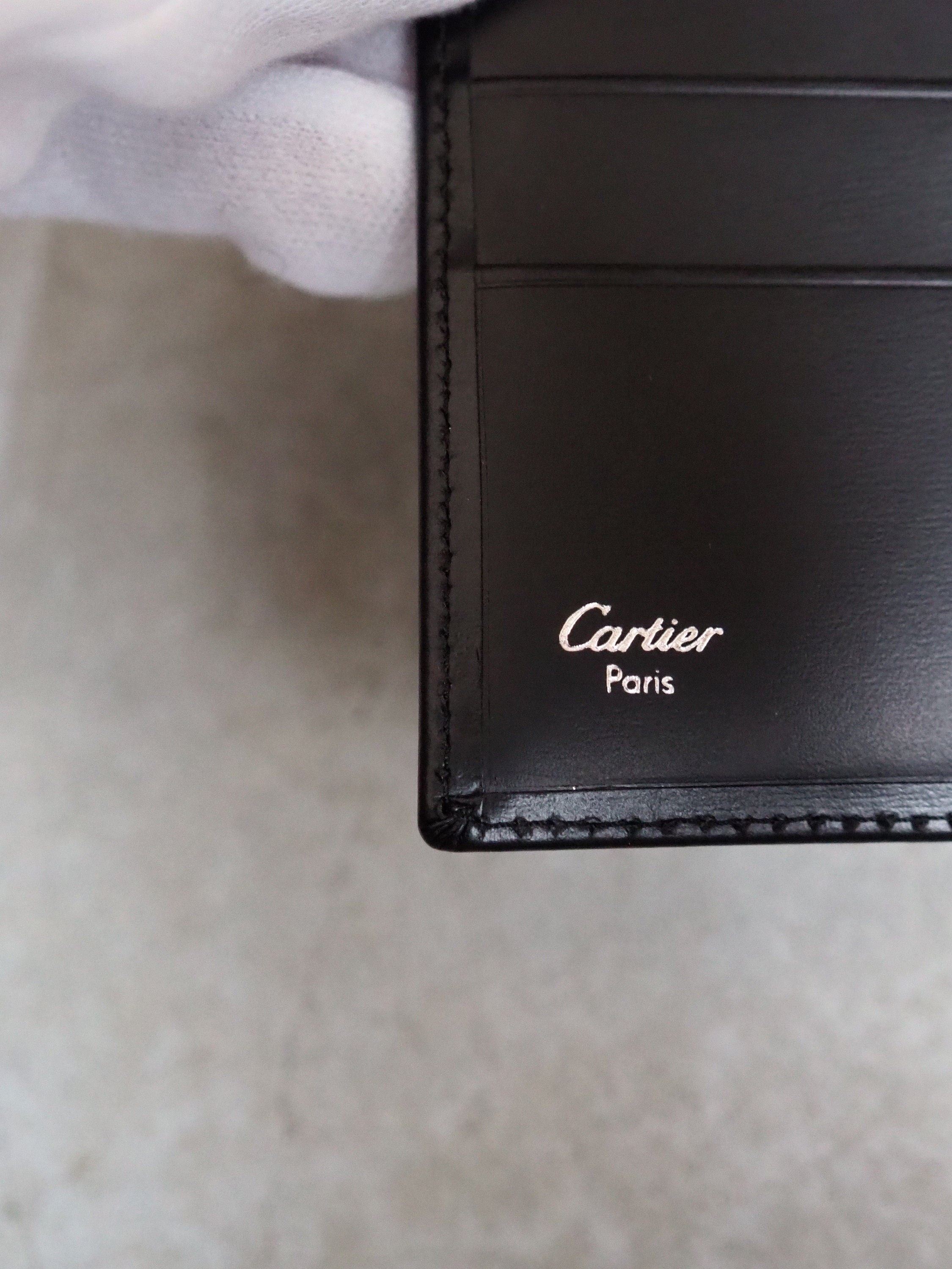 Cartier Pasha Wallet Black Leather Bifold Unisex Vintage Authentic