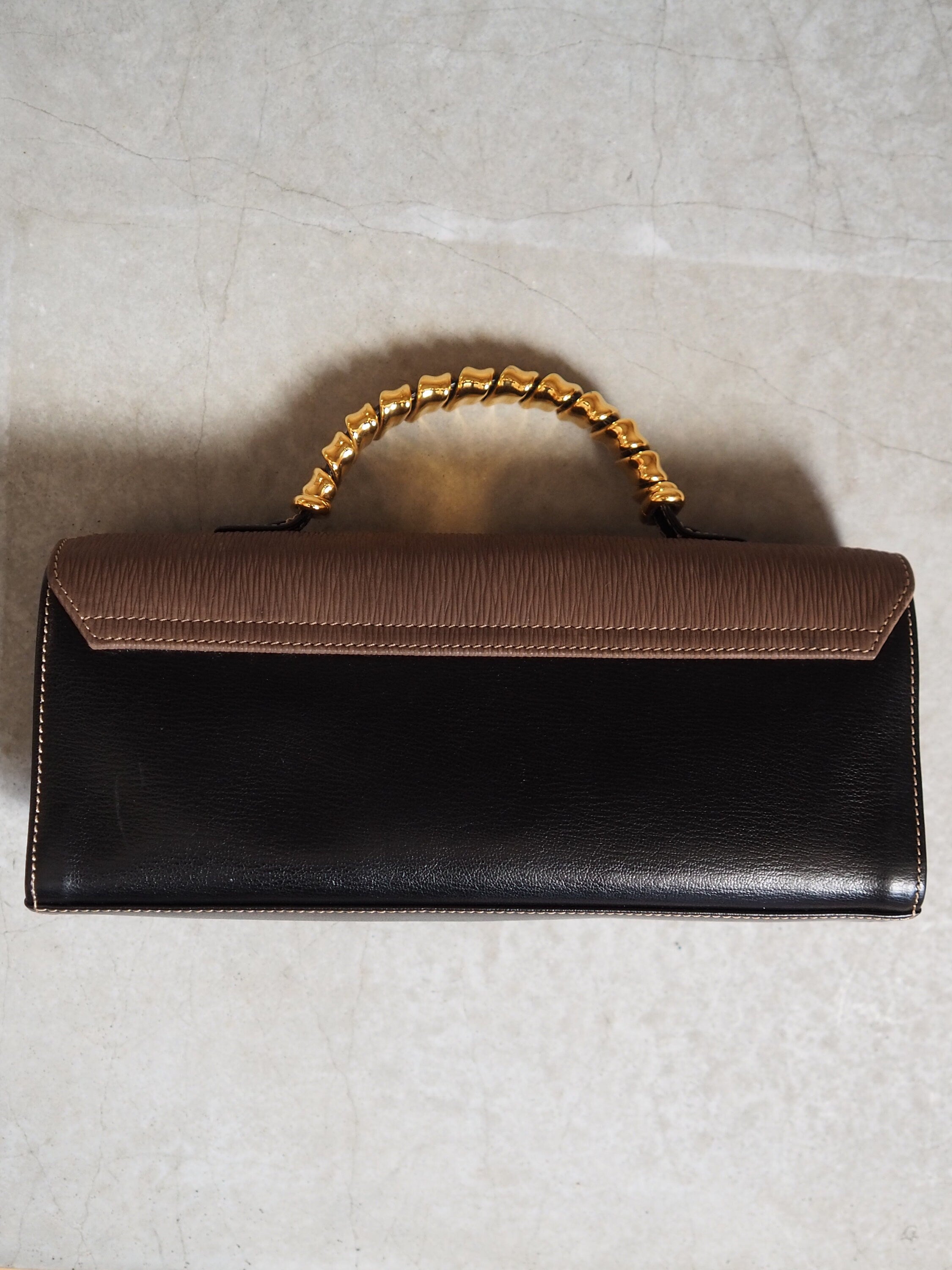 LOEWE VELAZQUEZ Hand Bag Black Brown Combi Leather Vintage Authentic