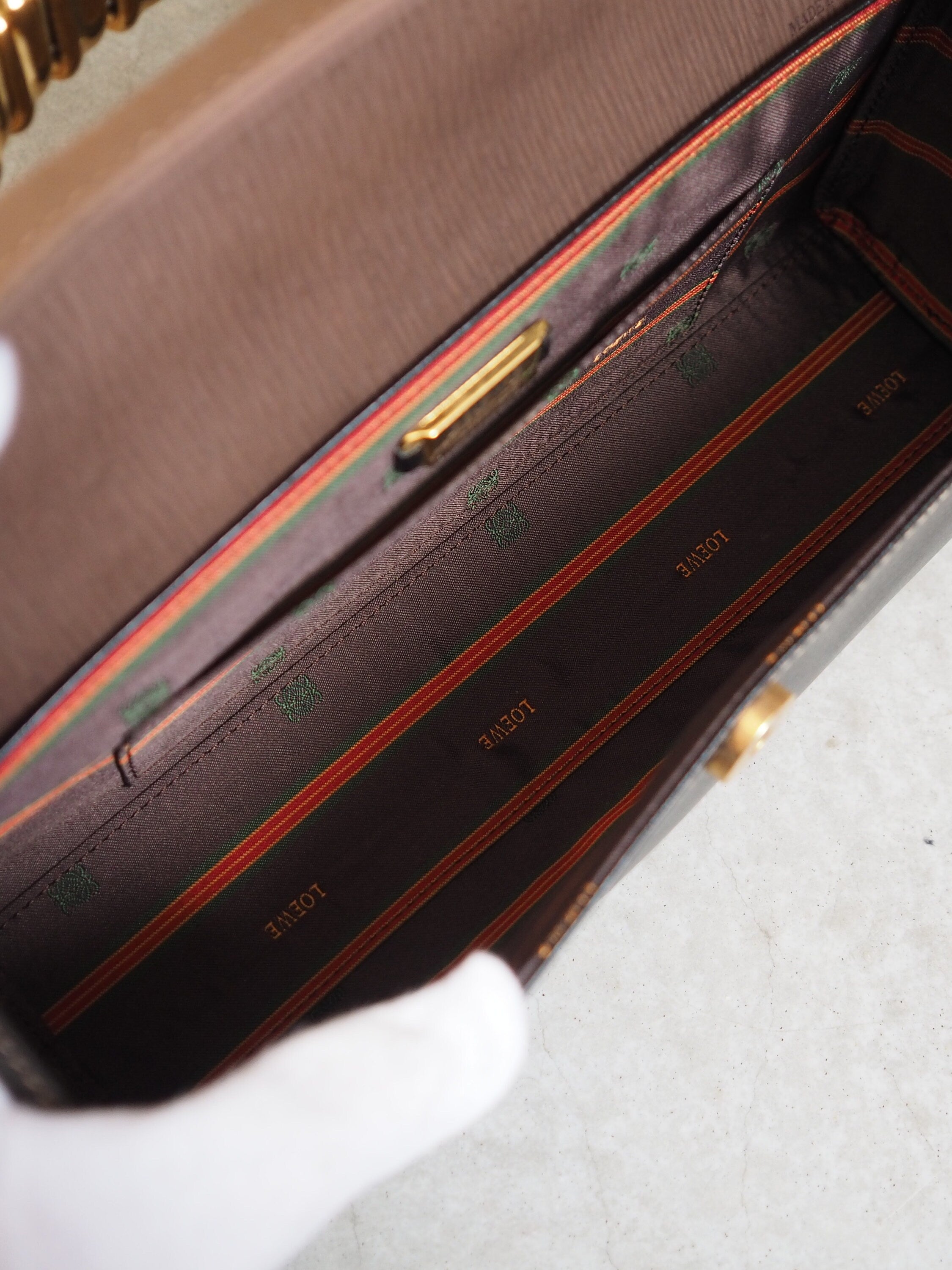 LOEWE VELAZQUEZ Hand Bag Black Brown Combi Leather Vintage Authentic