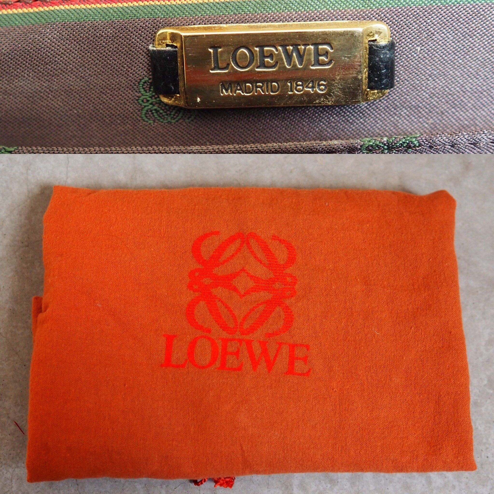 LOEWE VELAZQUEZ Hand Bag Black Brown Combi Leather Vintage Authentic