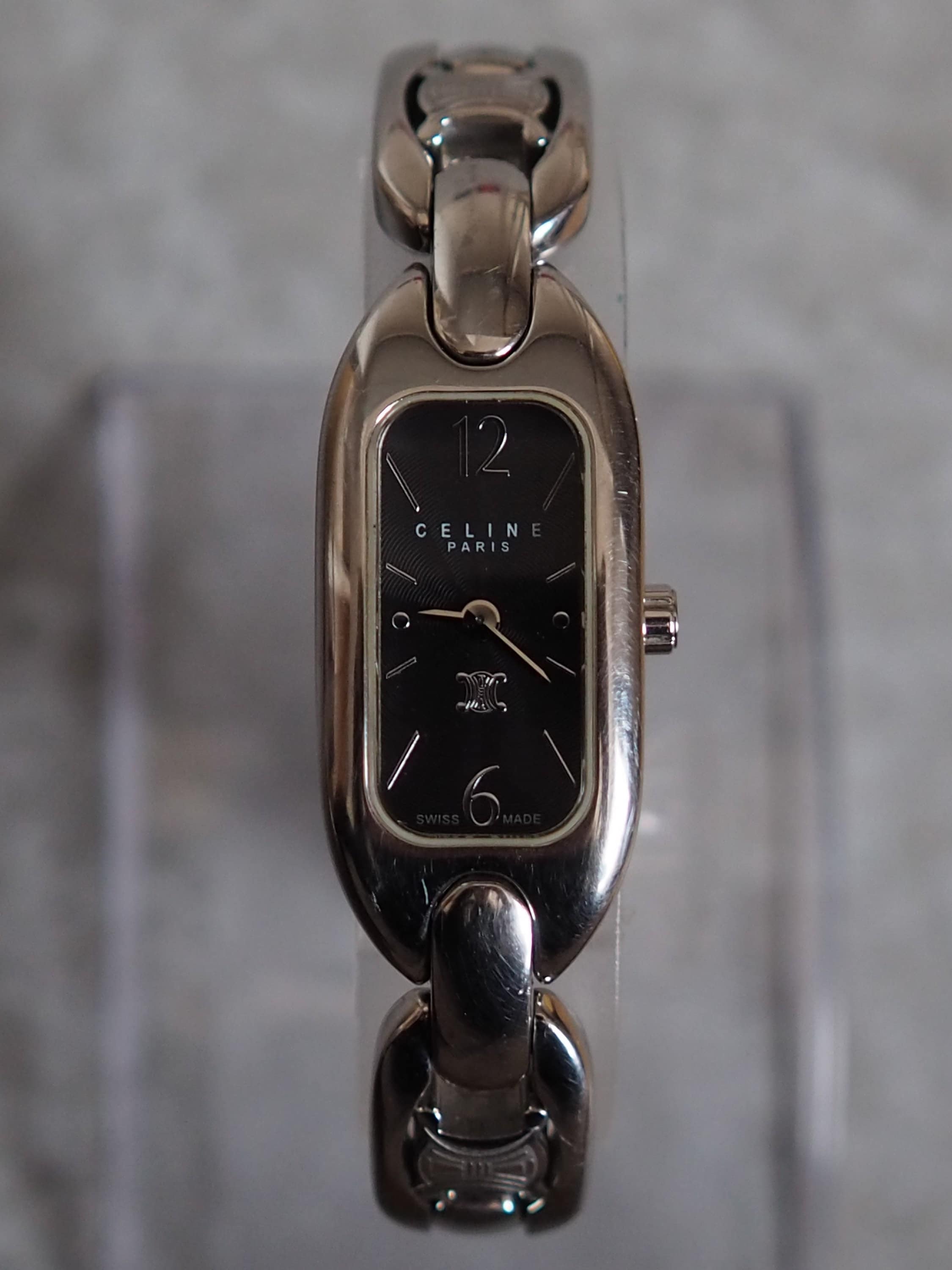 CELINE Macadam Watch Wristwatch Silver Color Steel Quartz Vintage Authentic