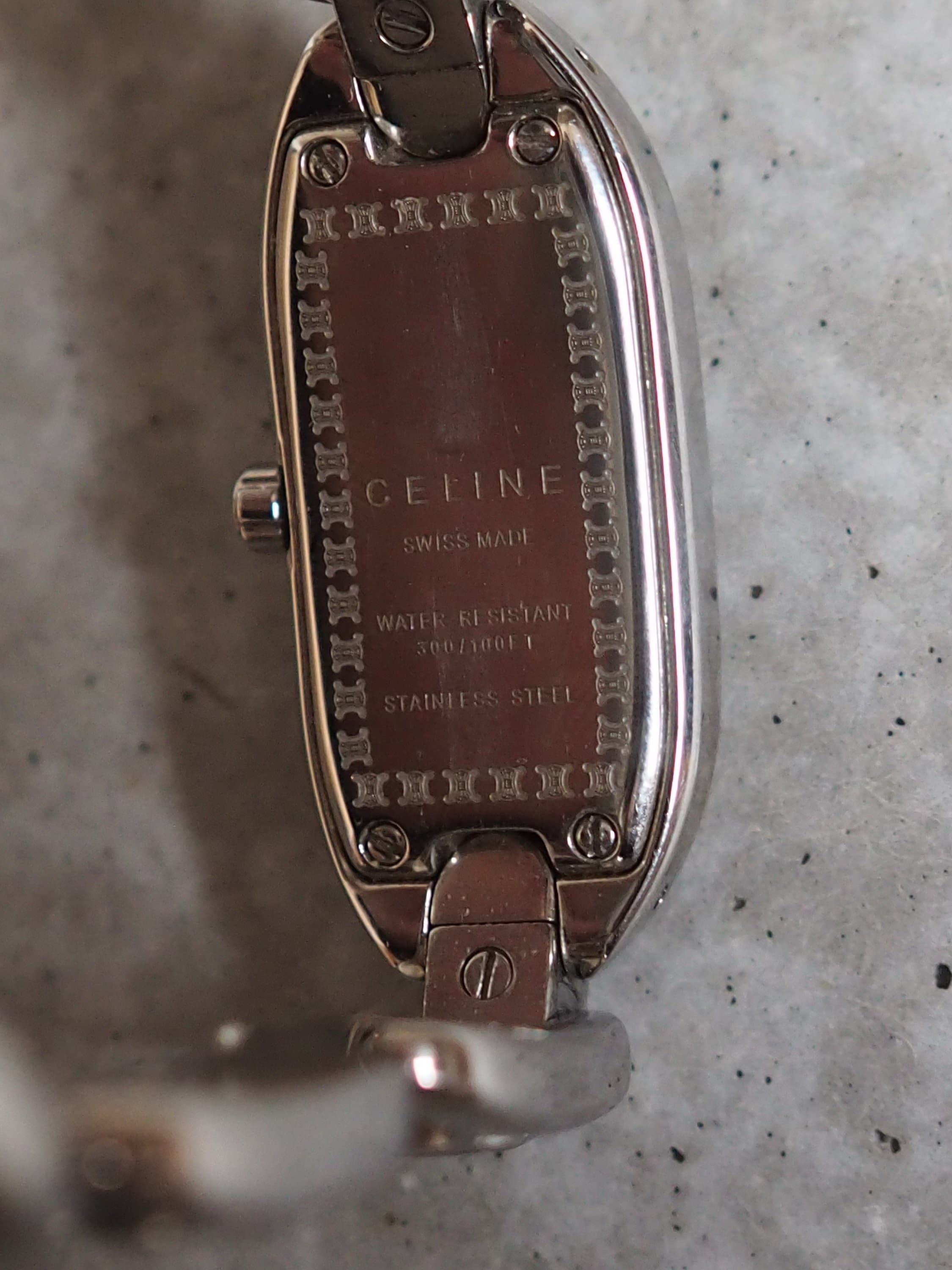 CELINE Macadam Watch Wristwatch Silver Color Steel Quartz Vintage Authentic