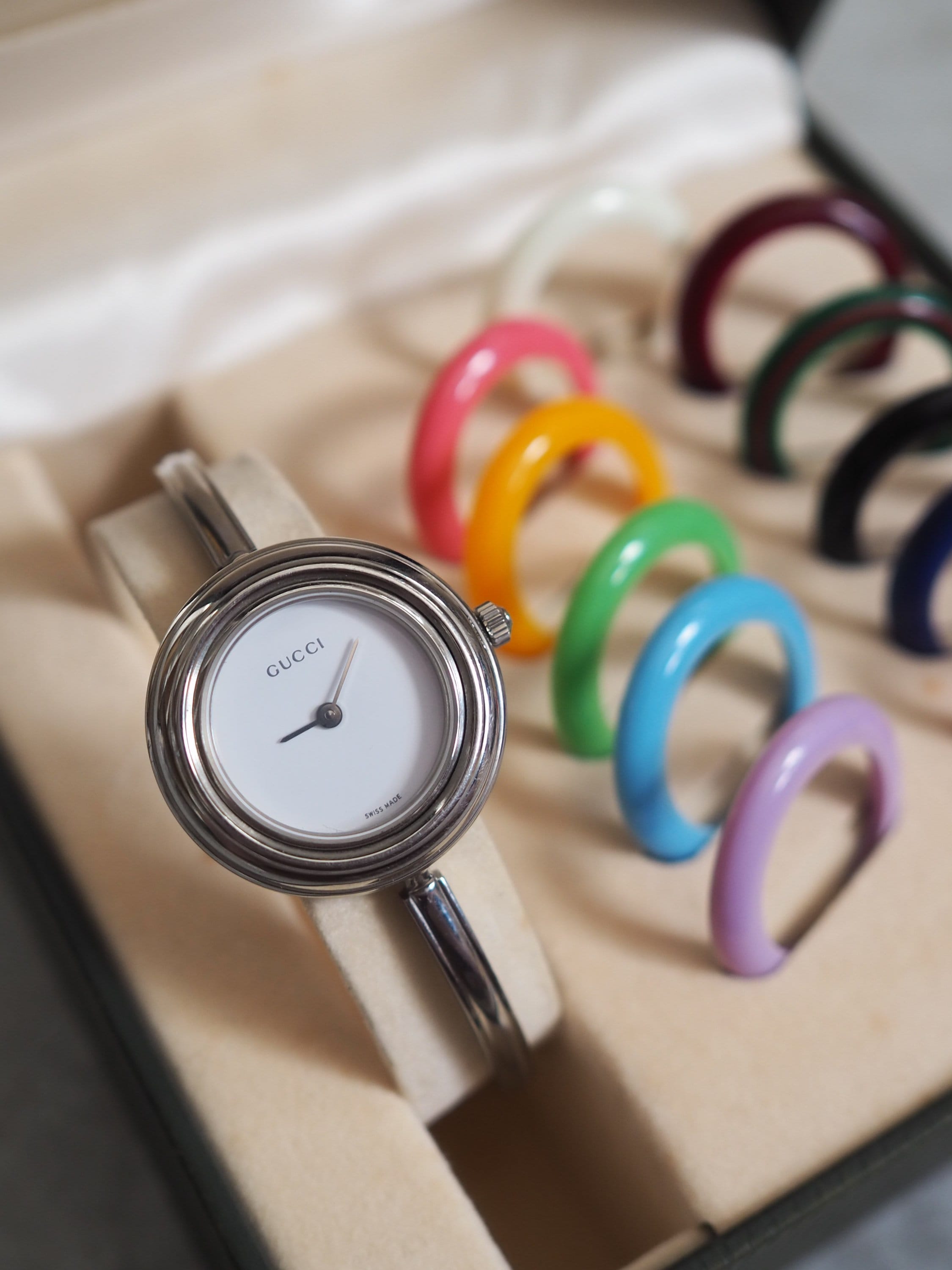 GUCCI Accessories Change Bezel 12 colors Bangle watch Wristwatch Silver