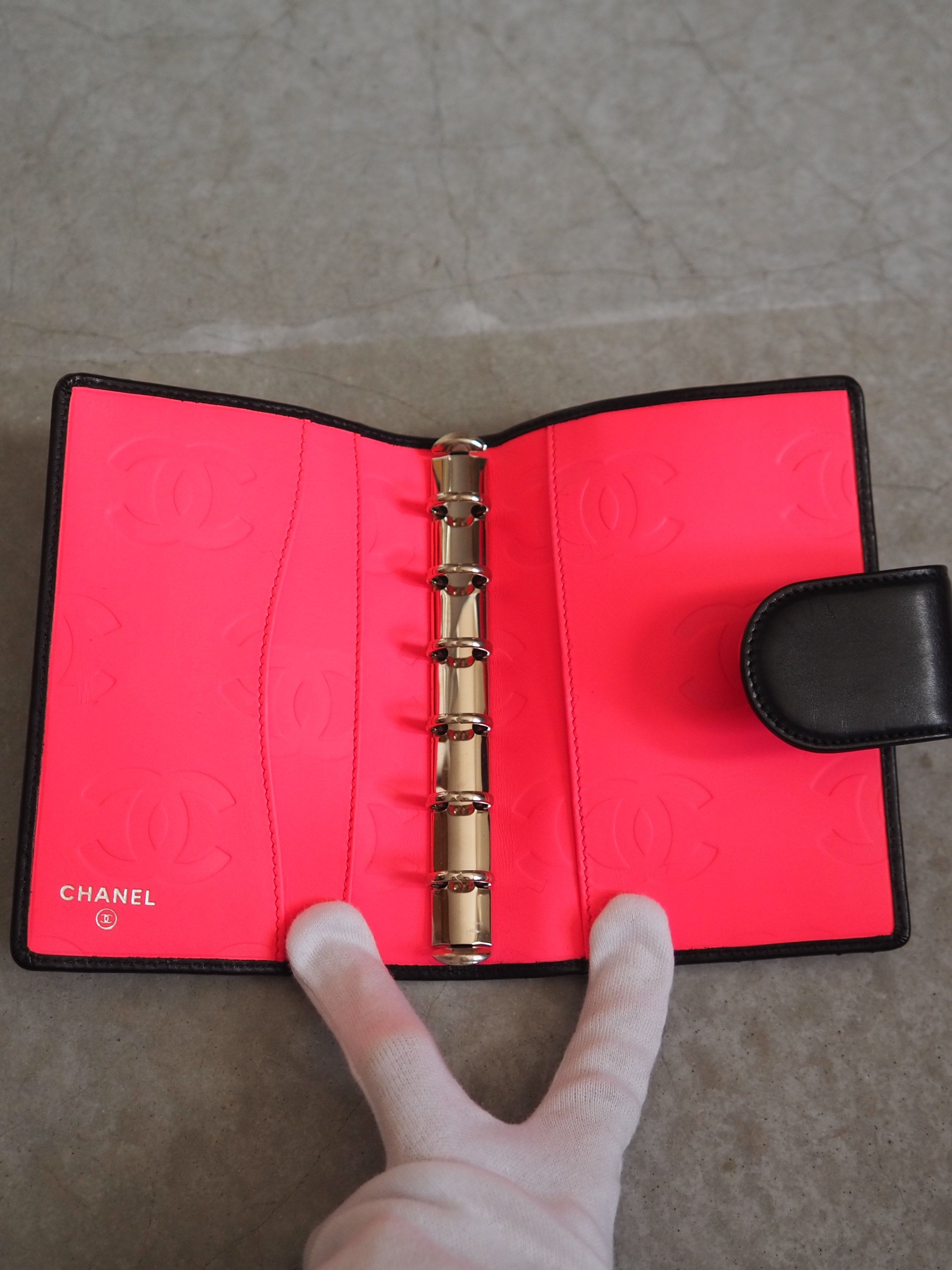CHANEL COCO Mark Cambon Agenda Leather 6 Ring Diary Black Vintage