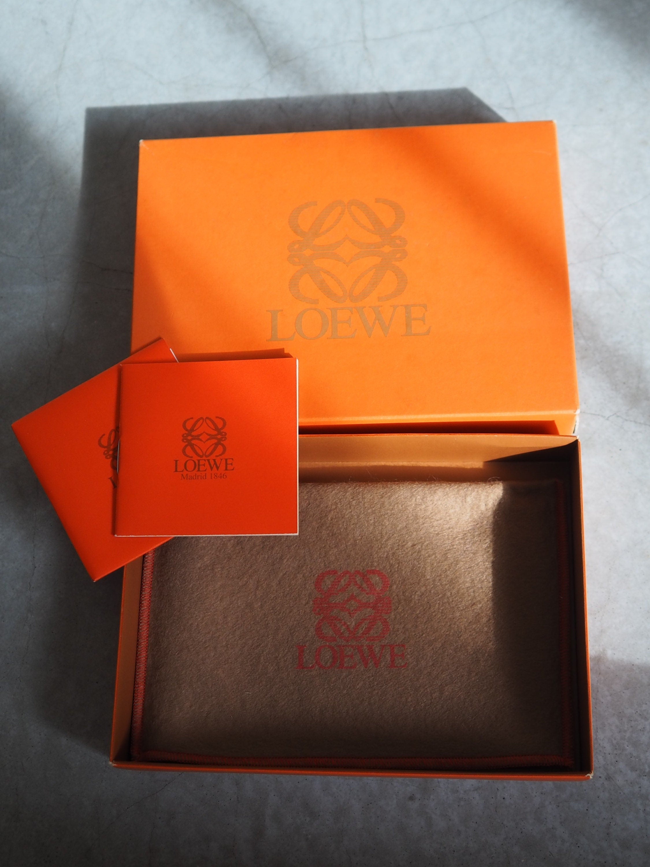 LOEWE Anagram Cosmetic Pouch Leather NavyVintage Authentic