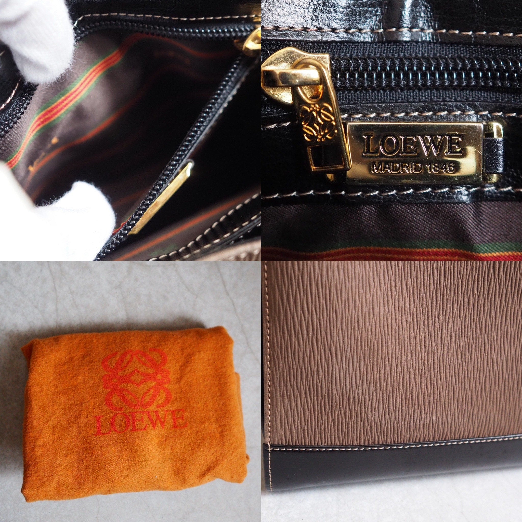 LOEWE VELAZQUEZ Twist Shoulder Bag Brown Vintage Authentic