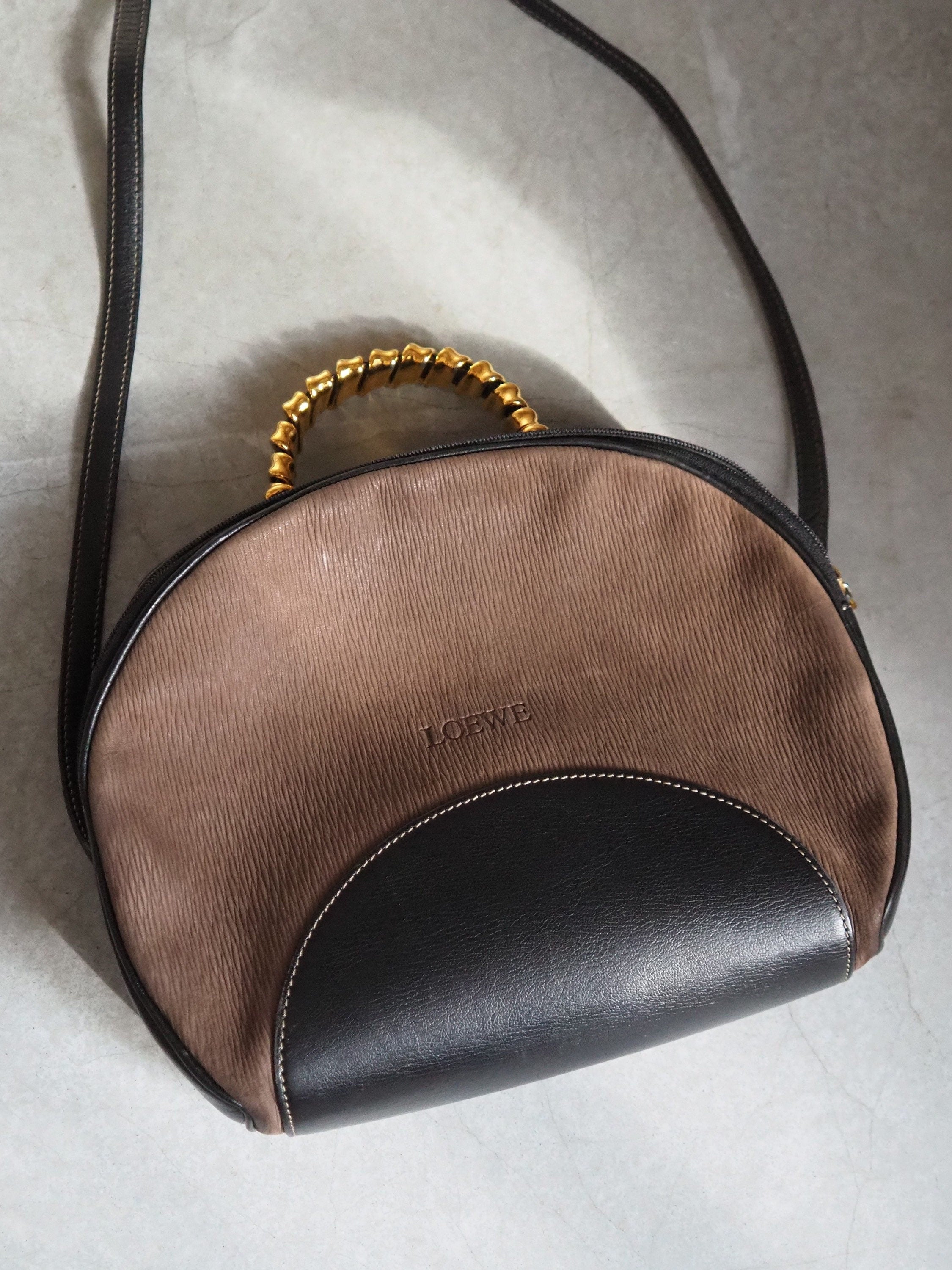 LOEWE VELAZQUEZ Twist Shoulder Hand Bag 2way Brown Vintage Authentic