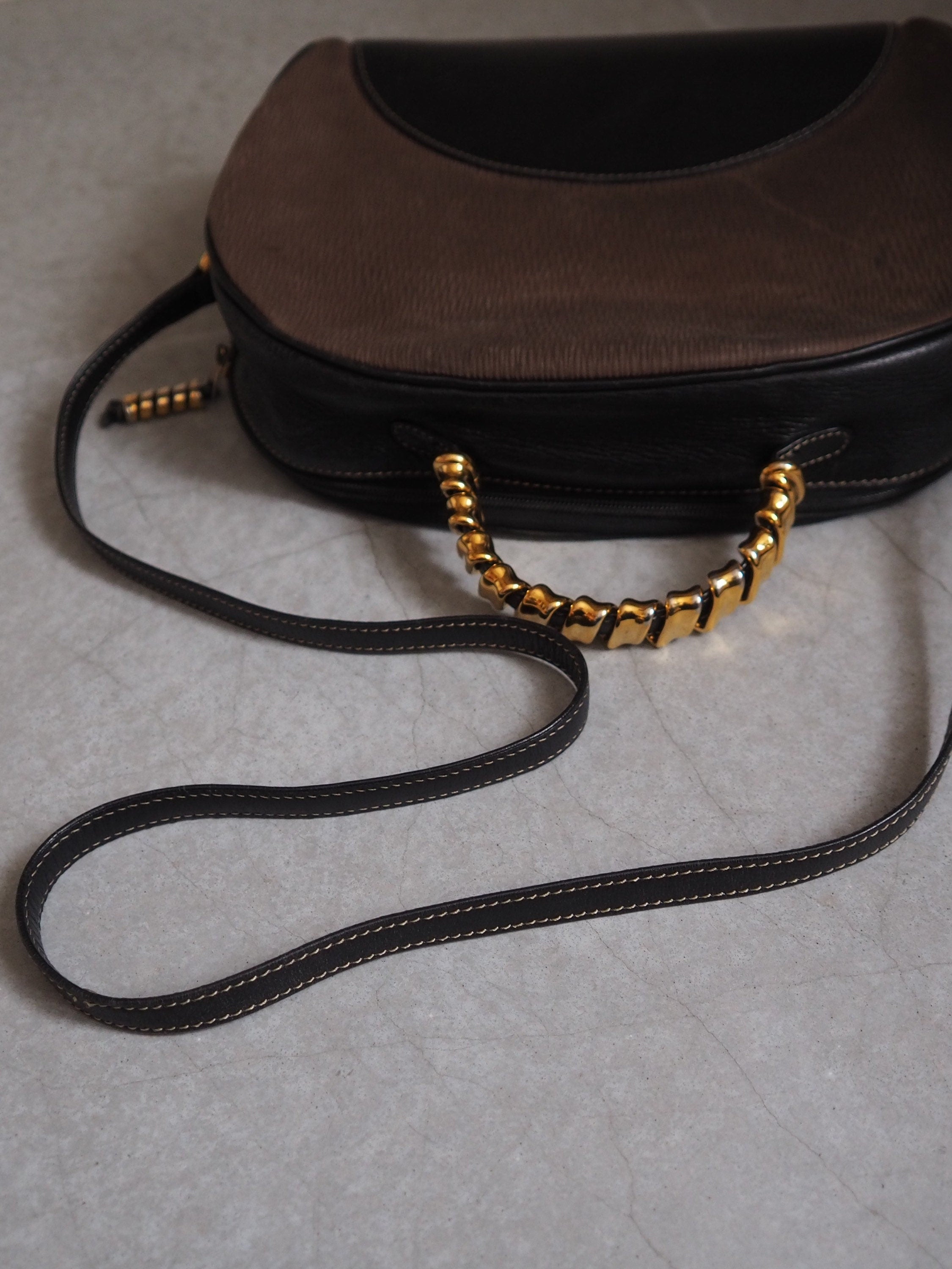 LOEWE VELAZQUEZ Twist Shoulder Hand Bag 2way Brown Vintage Authentic