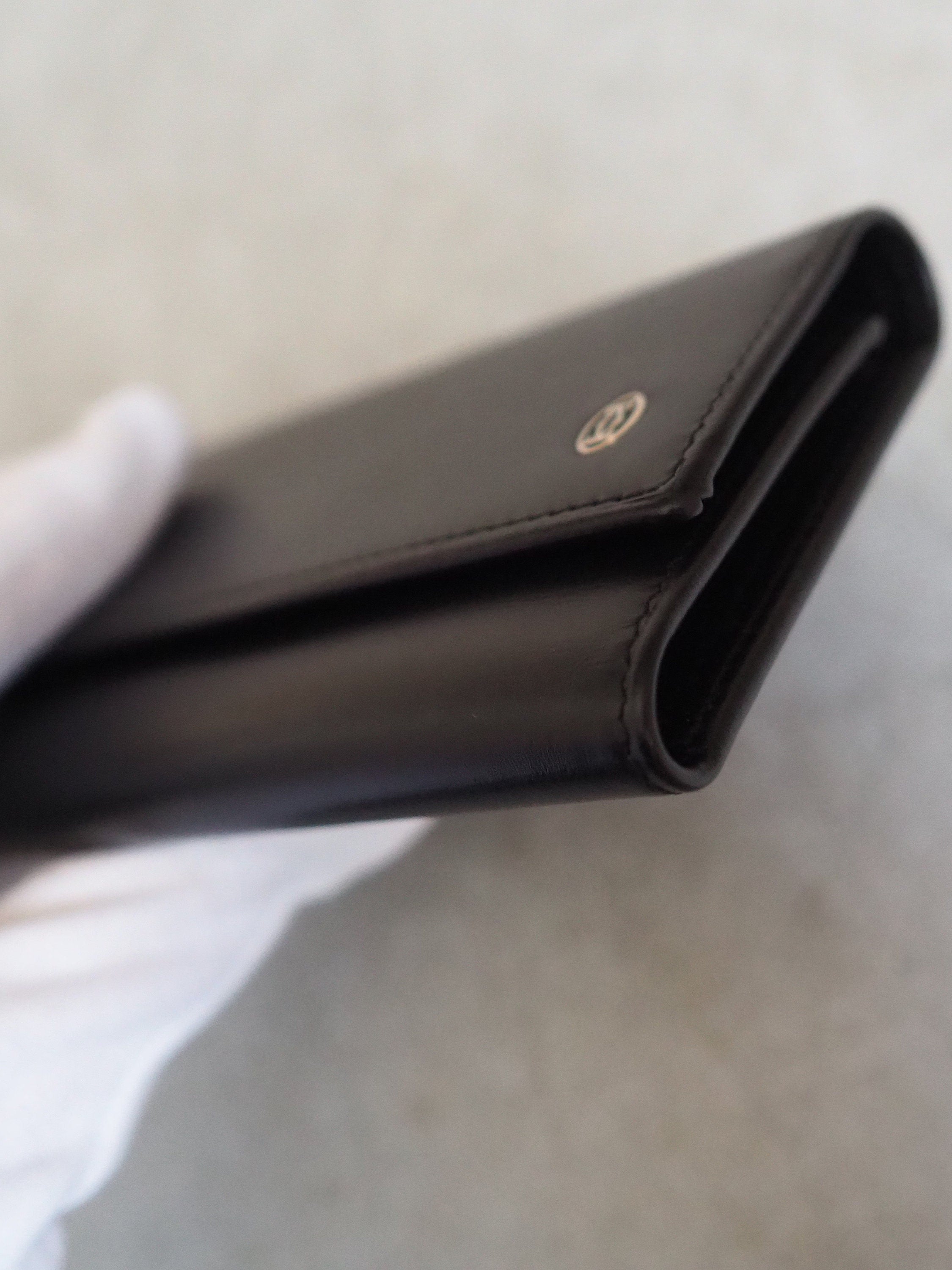 Cartier Pasha Key Purse Case Black Leather Bifold Unisex Vintage Authentic