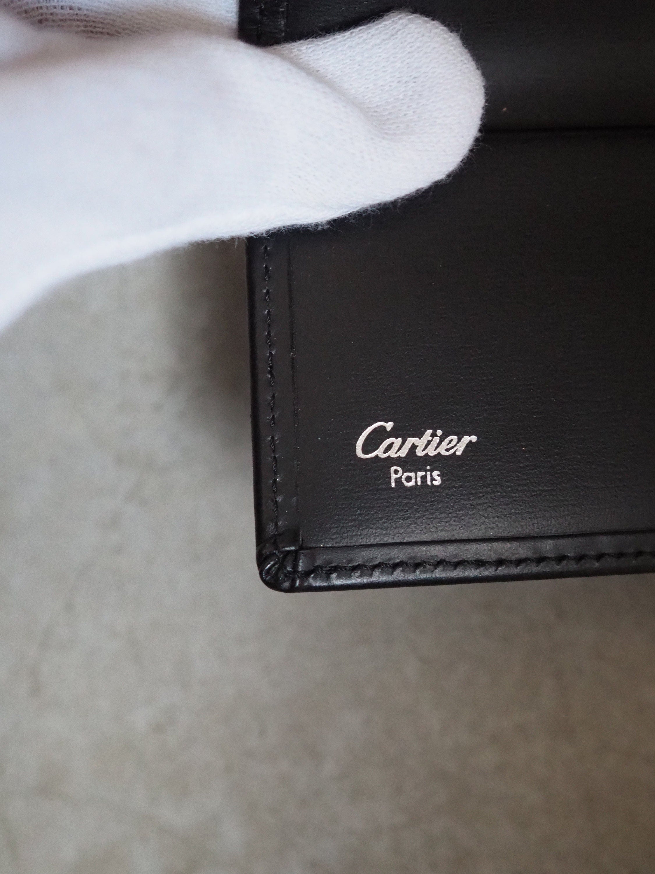 Cartier Pasha Key Purse Case Black Leather Bifold Unisex Vintage Authentic