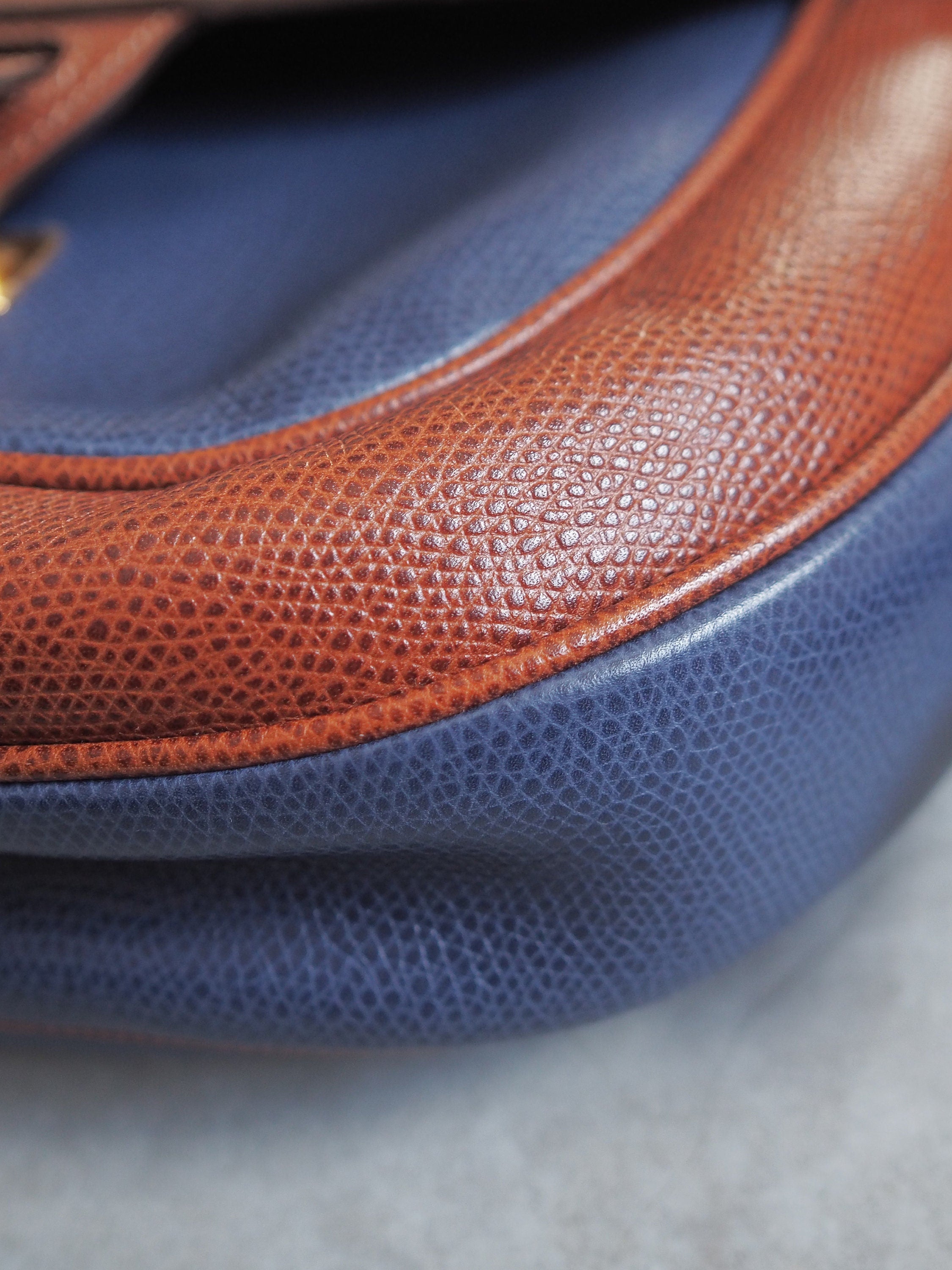 LOEWE Anagram Shoulder Bag Brown Blue Leather Vintage Authentic