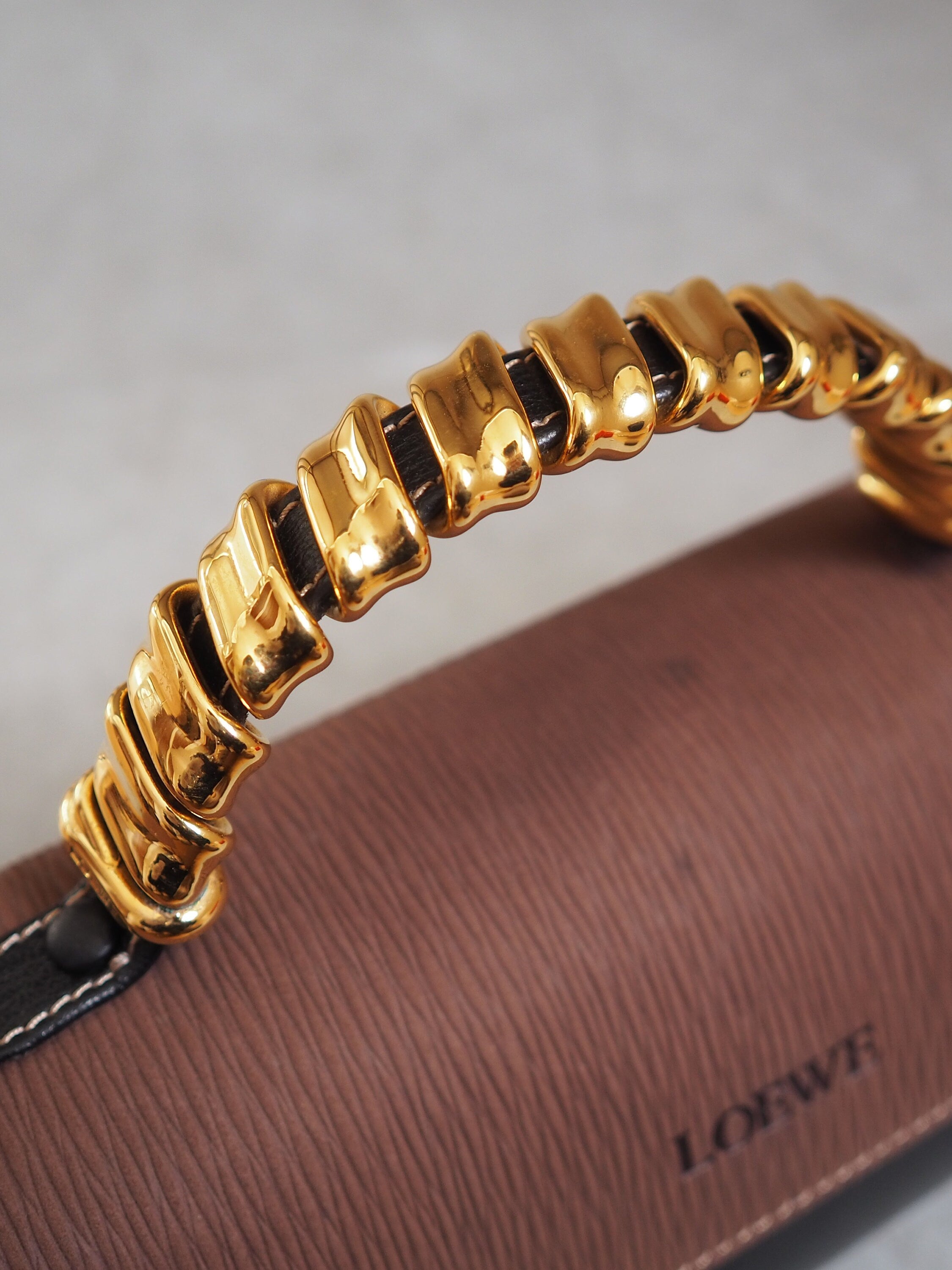 LOEWE VELAZQUEZ Hand Bag Black Brown Combi Leather Vintage Authentic