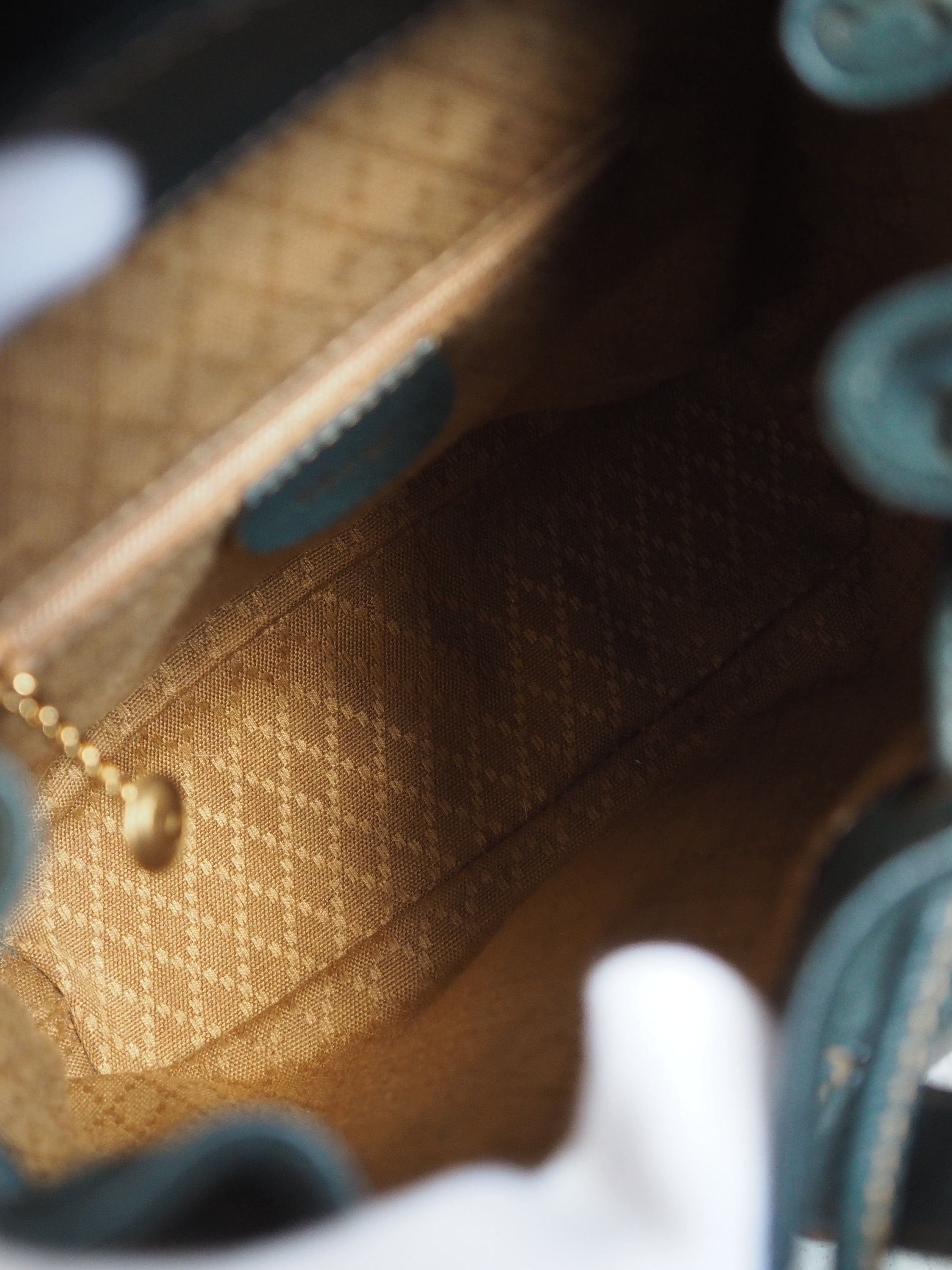 GUCCI Bamboo Backpack Bag Suede Green Vintage Authentic