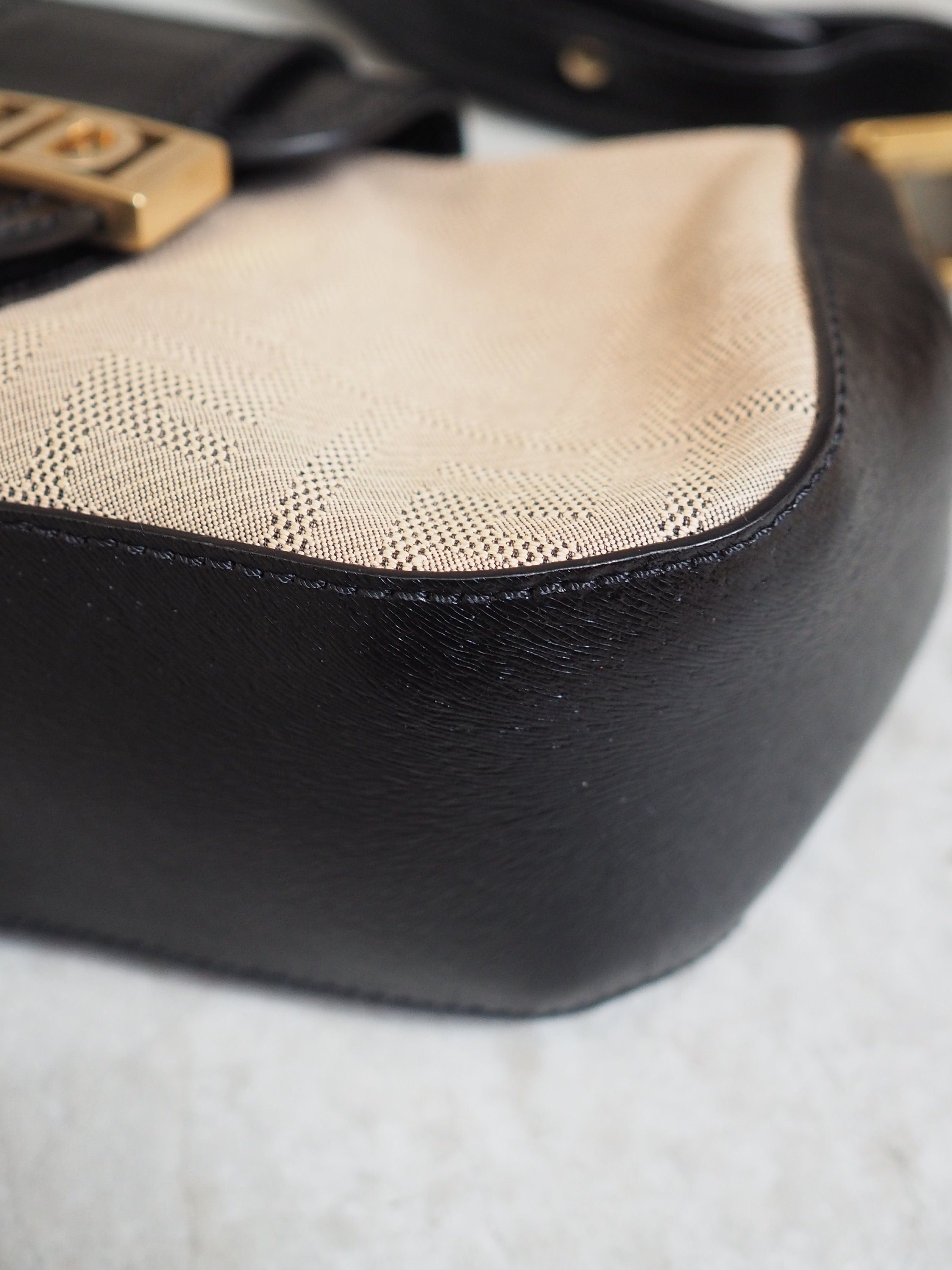 FENDI Zucca Logo Hand Shoulder Bag Canvas Leather Vintage Authentic