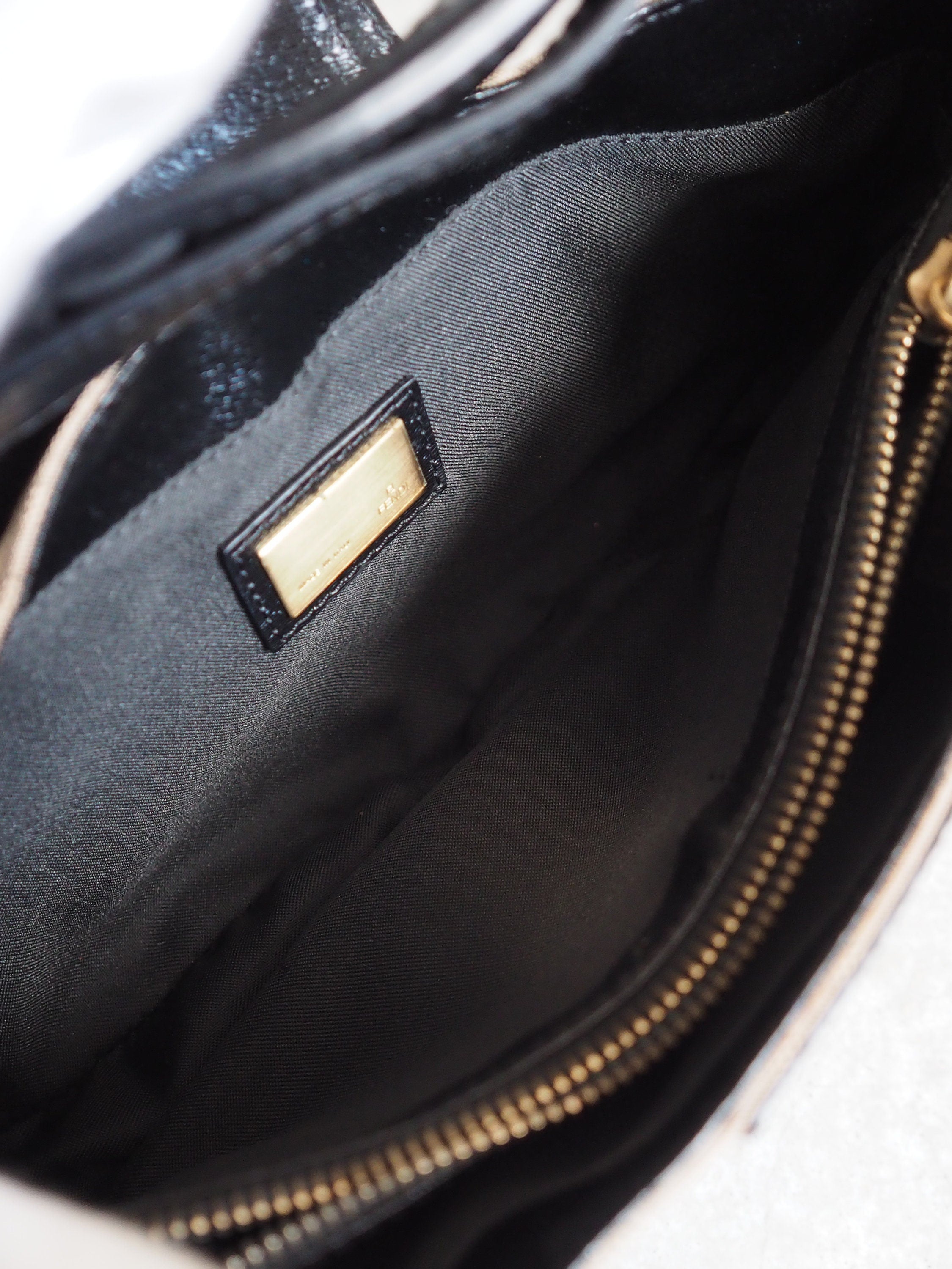 FENDI Zucca Logo Hand Shoulder Bag Canvas Leather Vintage Authentic