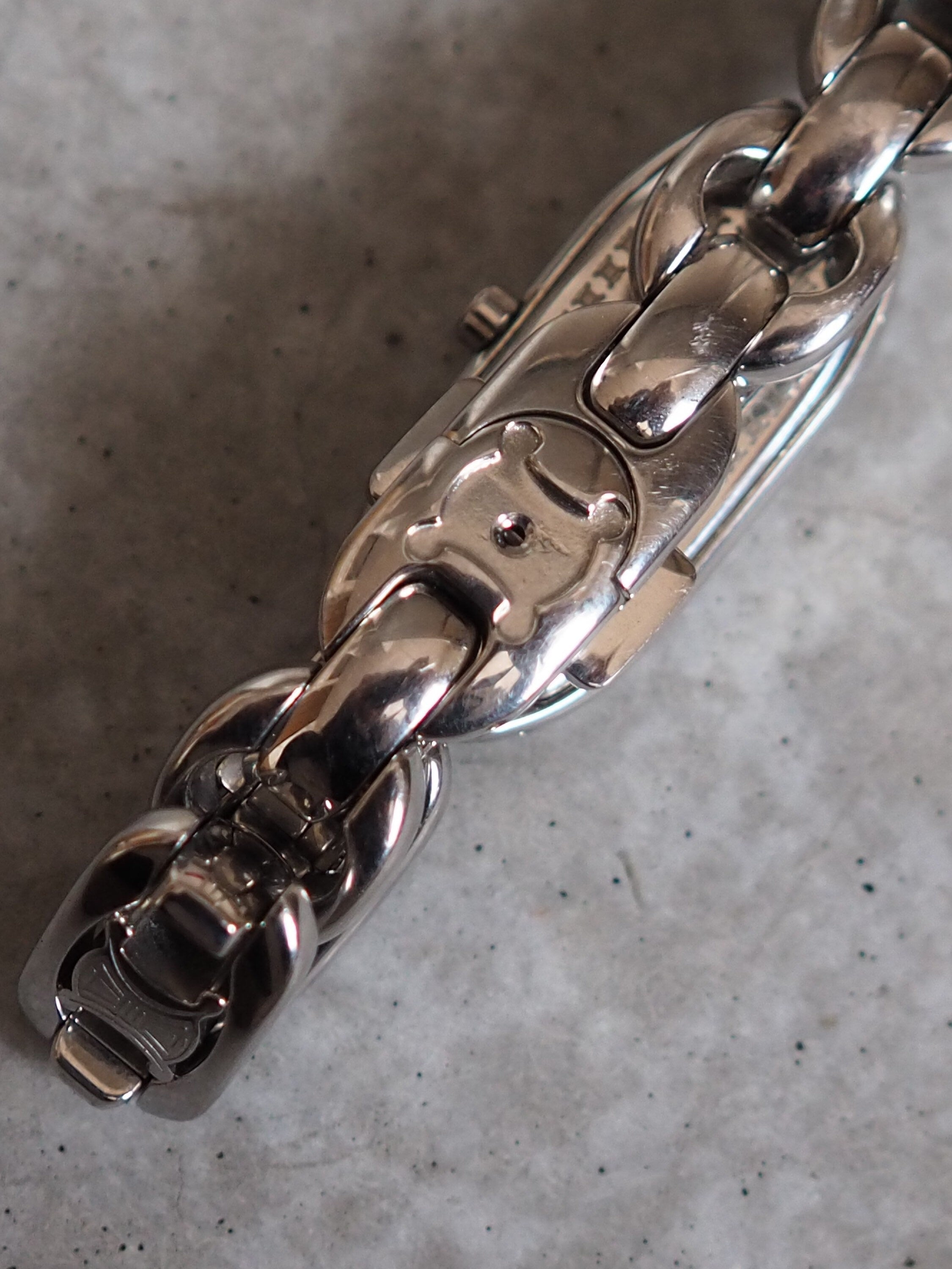 CELINE Macadam Watch Wristwatch Silver Color Steel Quartz Vintage Authentic