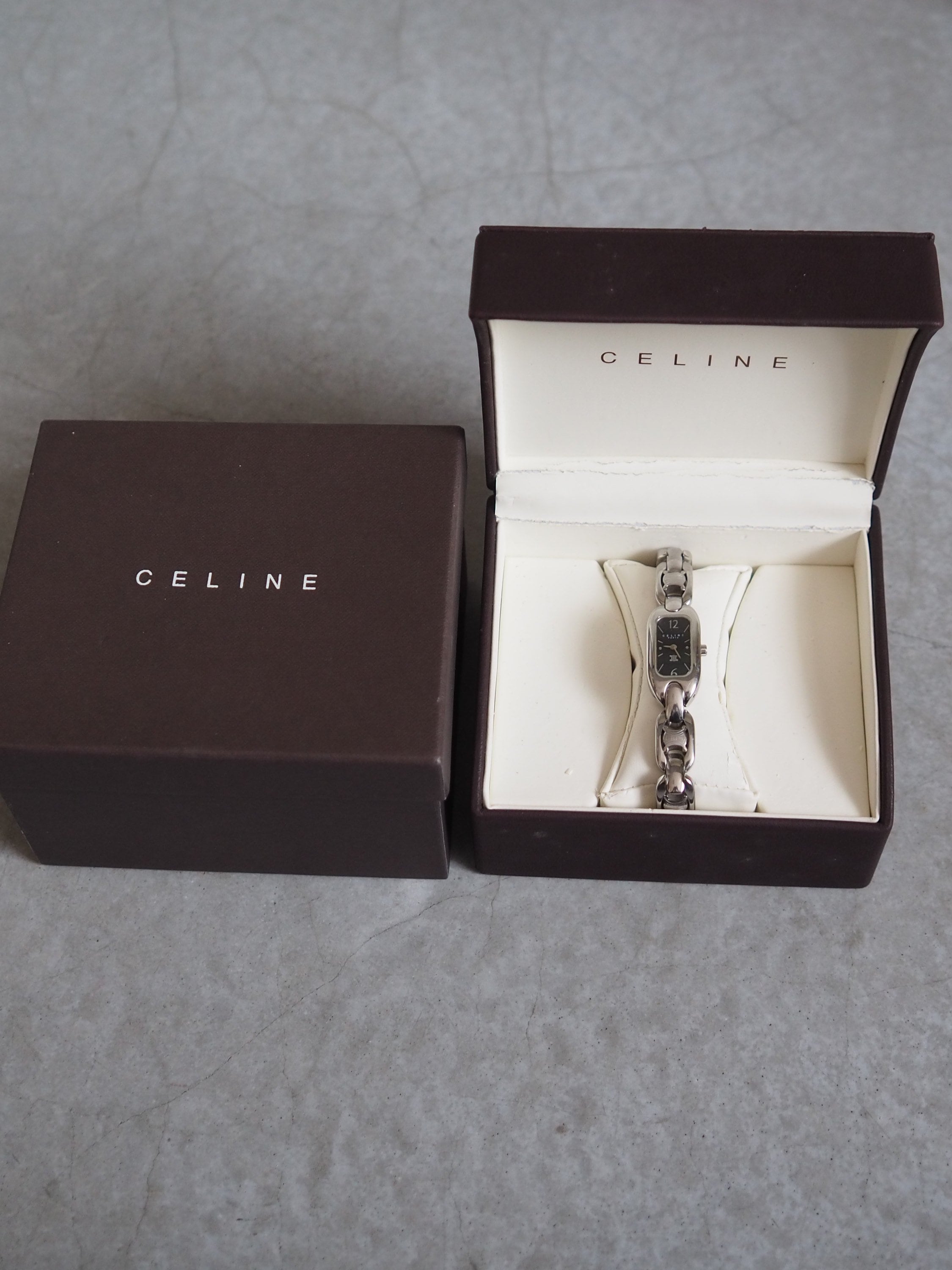 CELINE Macadam Watch Wristwatch Silver Color Steel Quartz Vintage Authentic