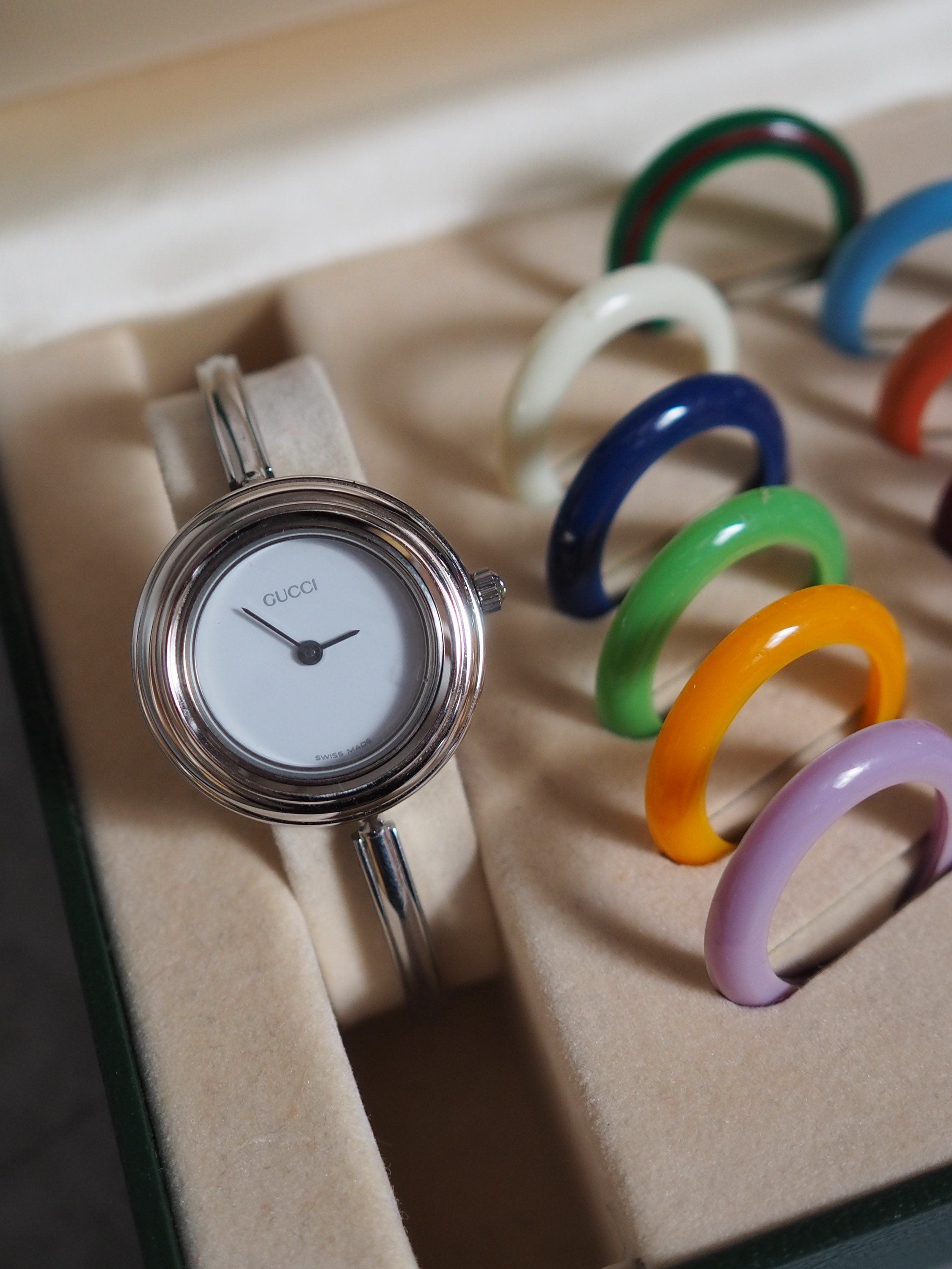 GUCCI Accessories Change Bezel 12 colors Bangle watch Wristwatch Silver