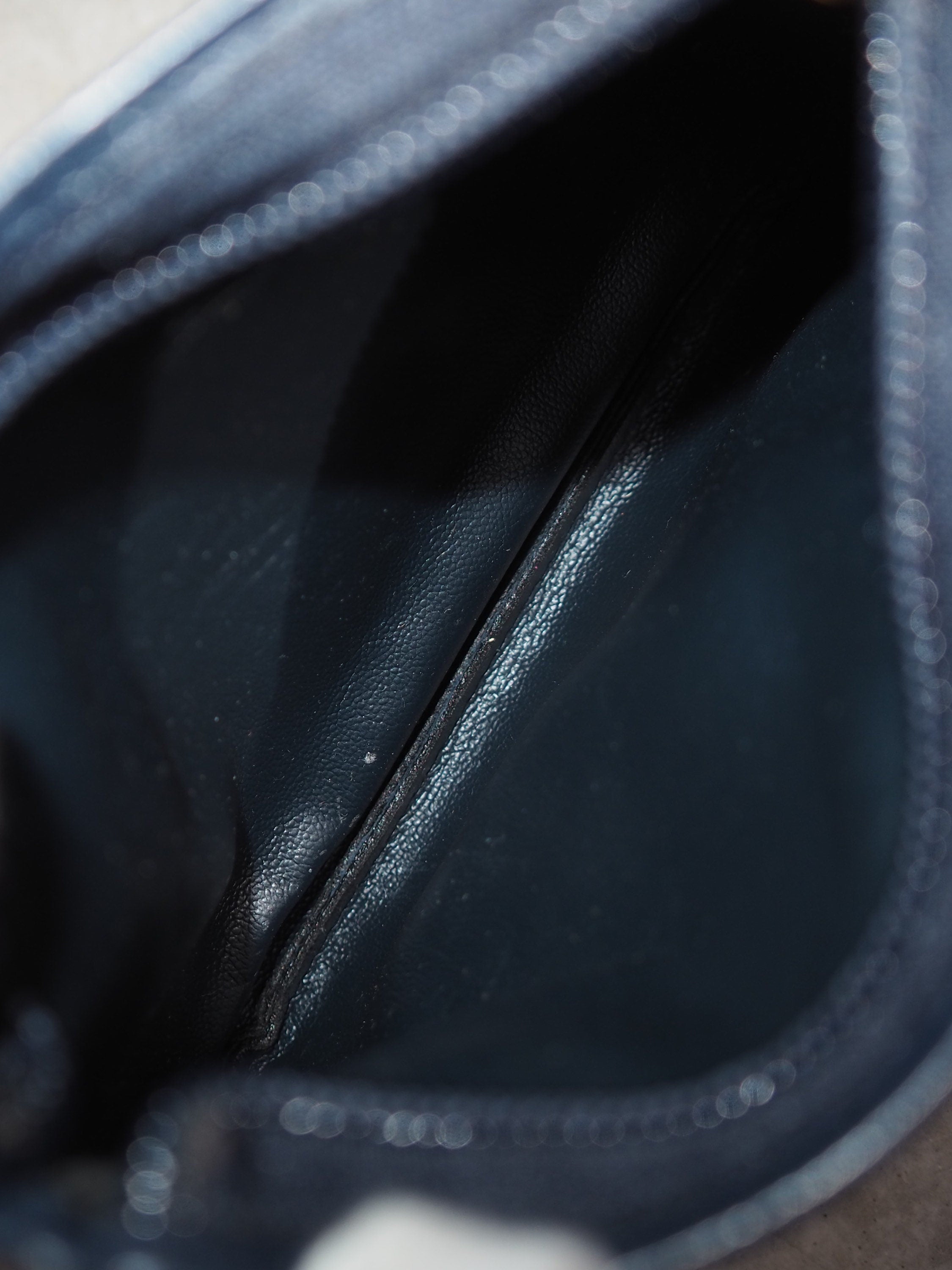 LOEWE Anagram Cosmetic Pouch Leather NavyVintage Authentic