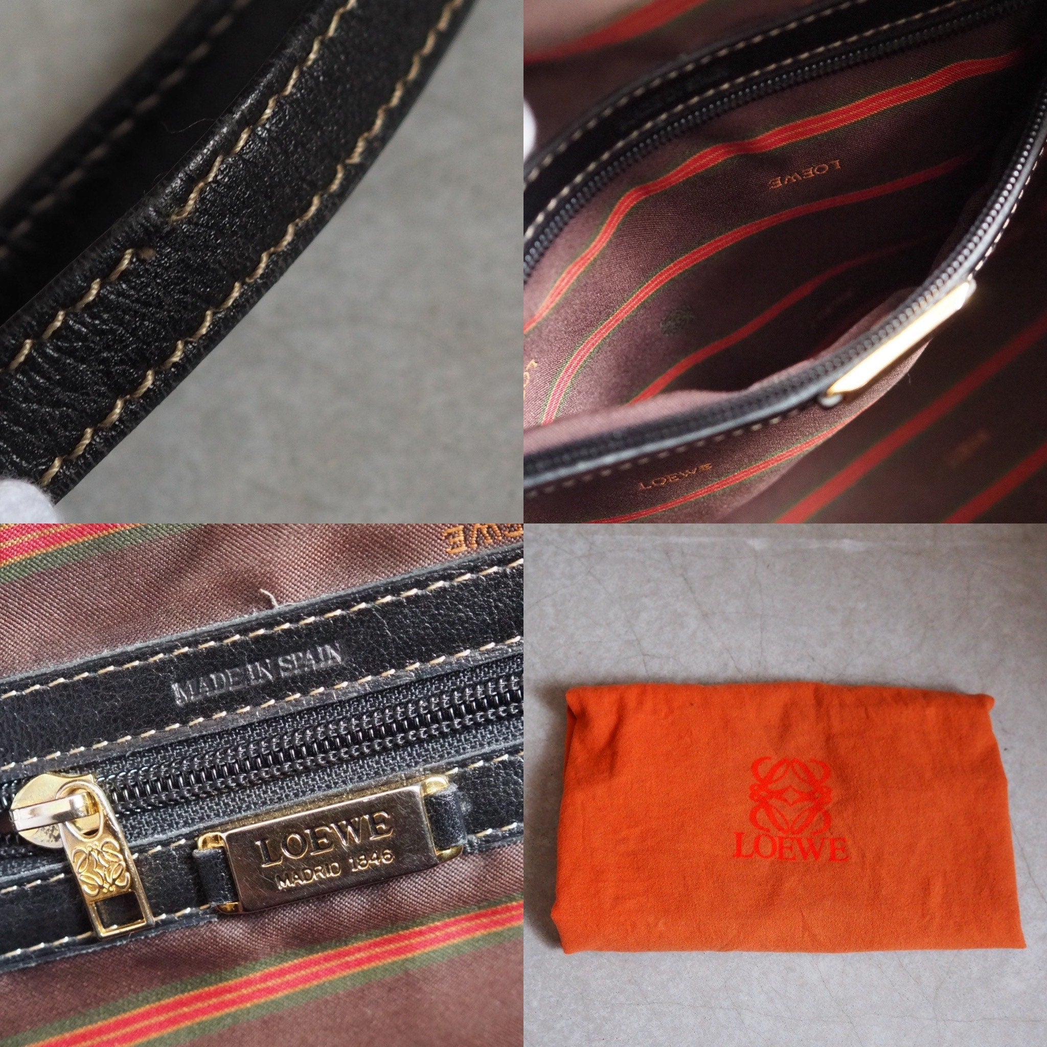 LOEWE VELAZQUEZ Twist Shoulder Hand Bag 2way Brown Vintage Authentic