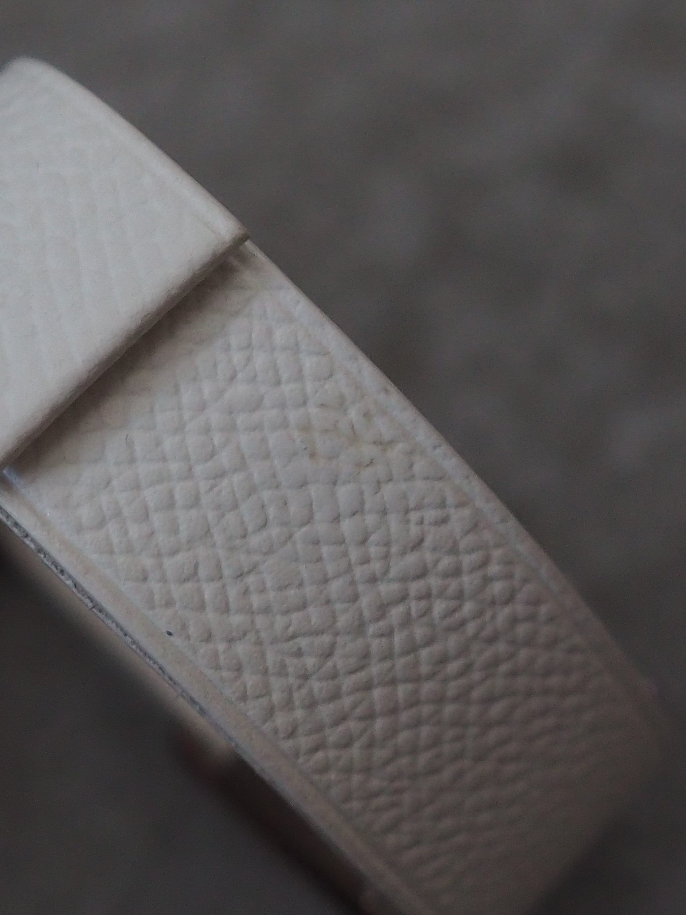 HERMES Valenia Date Silver Dial Quartz Watch Wristwatch Unisex Leather White Band Vintage BA1.210