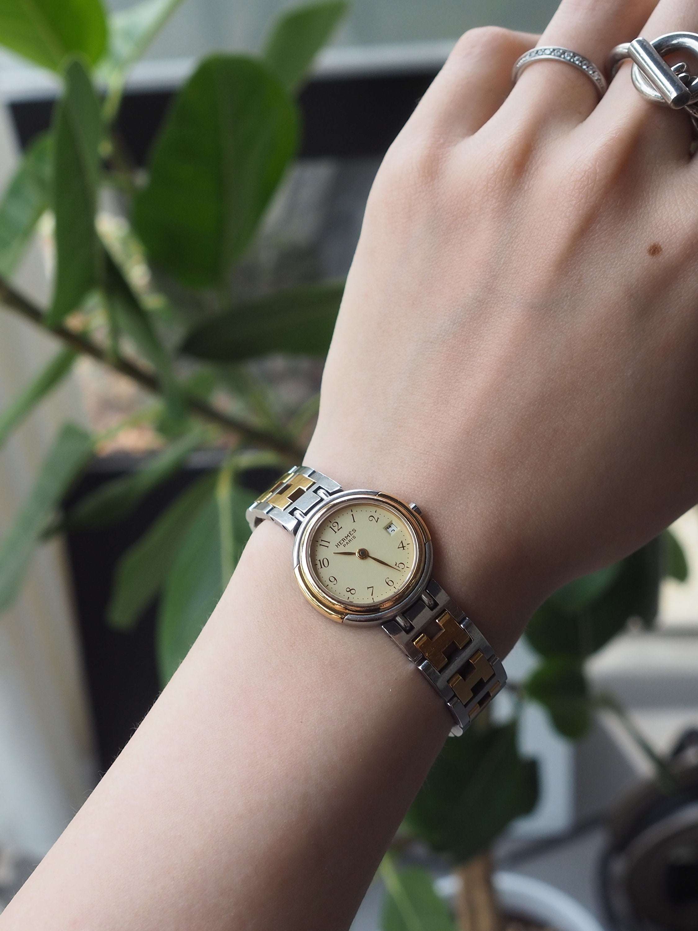 HERMES Windsor Watches Stainless Steel Ladies Watch Wristwatch Quartz Ladies Vintage