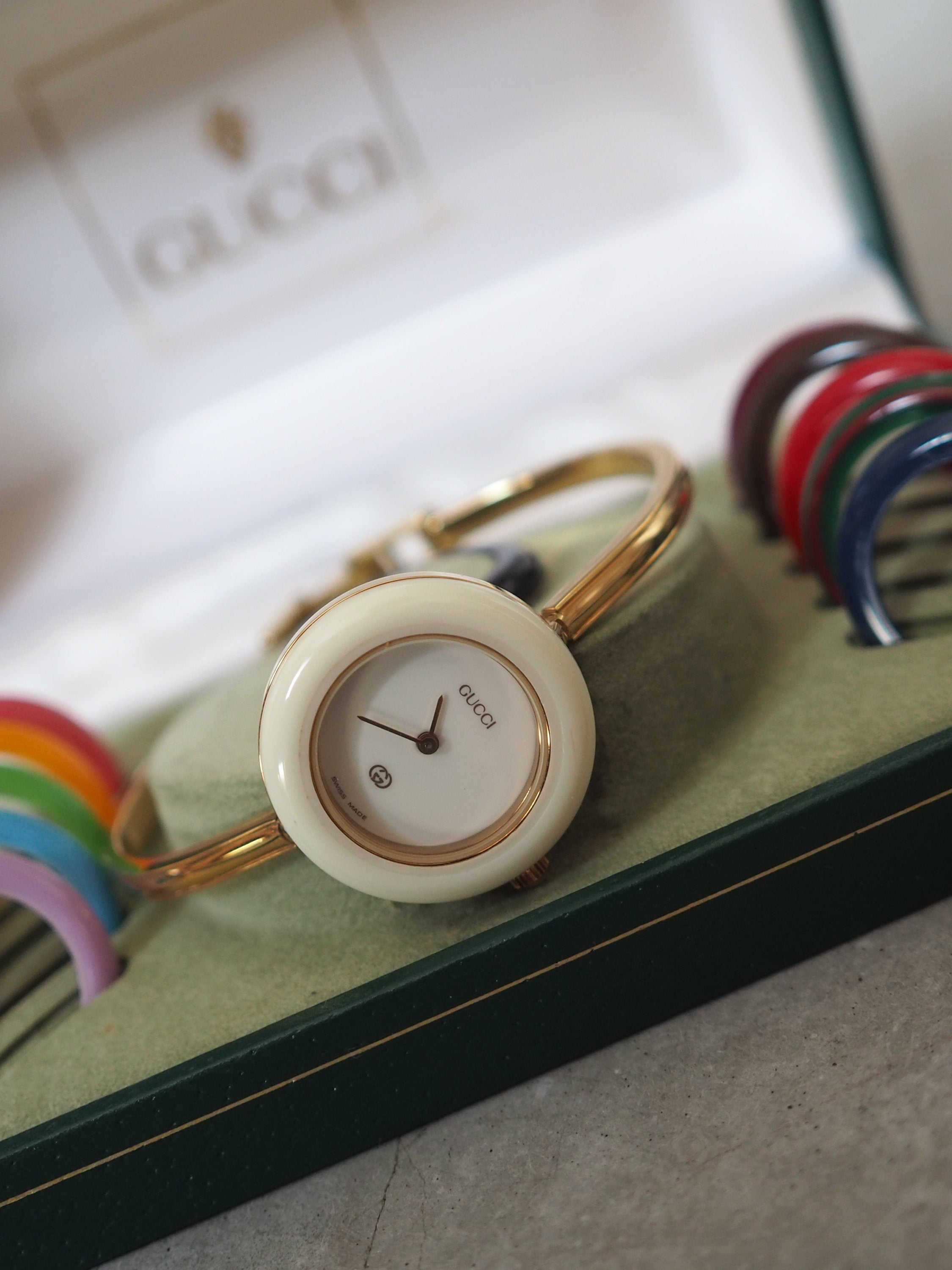 GUCCI Accessories Change Bezel 12 colors Bangle watch Wristwatch Gold