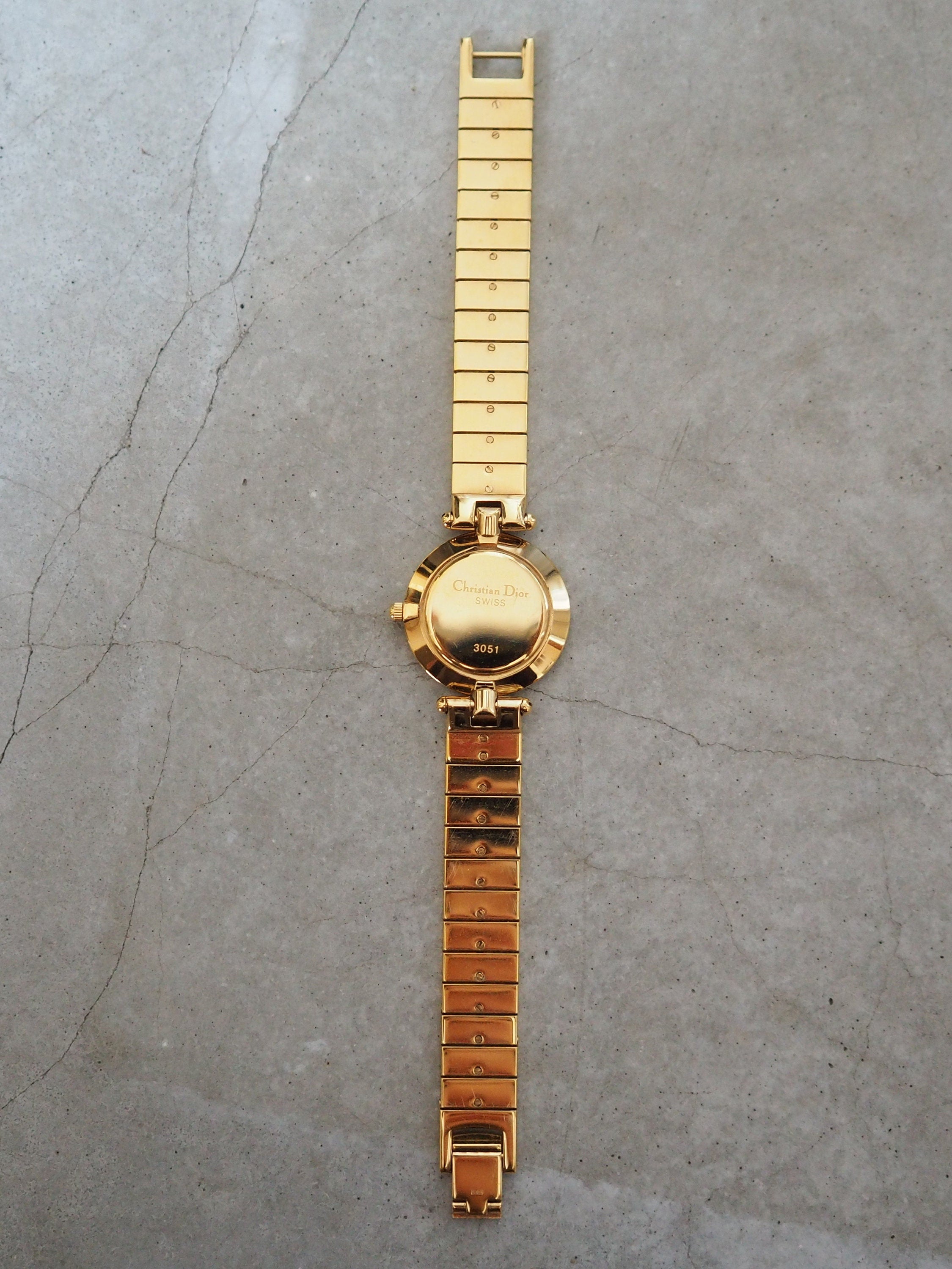Christian Dior Round Roma Watch Gold Metal Quartz Wristwatch Ladies