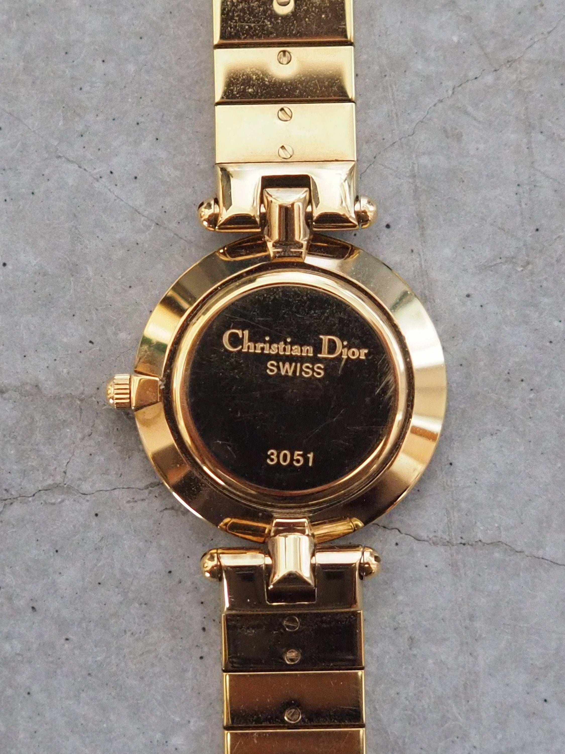 Christian Dior Round Roma Watch Gold Metal Quartz Wristwatch Ladies