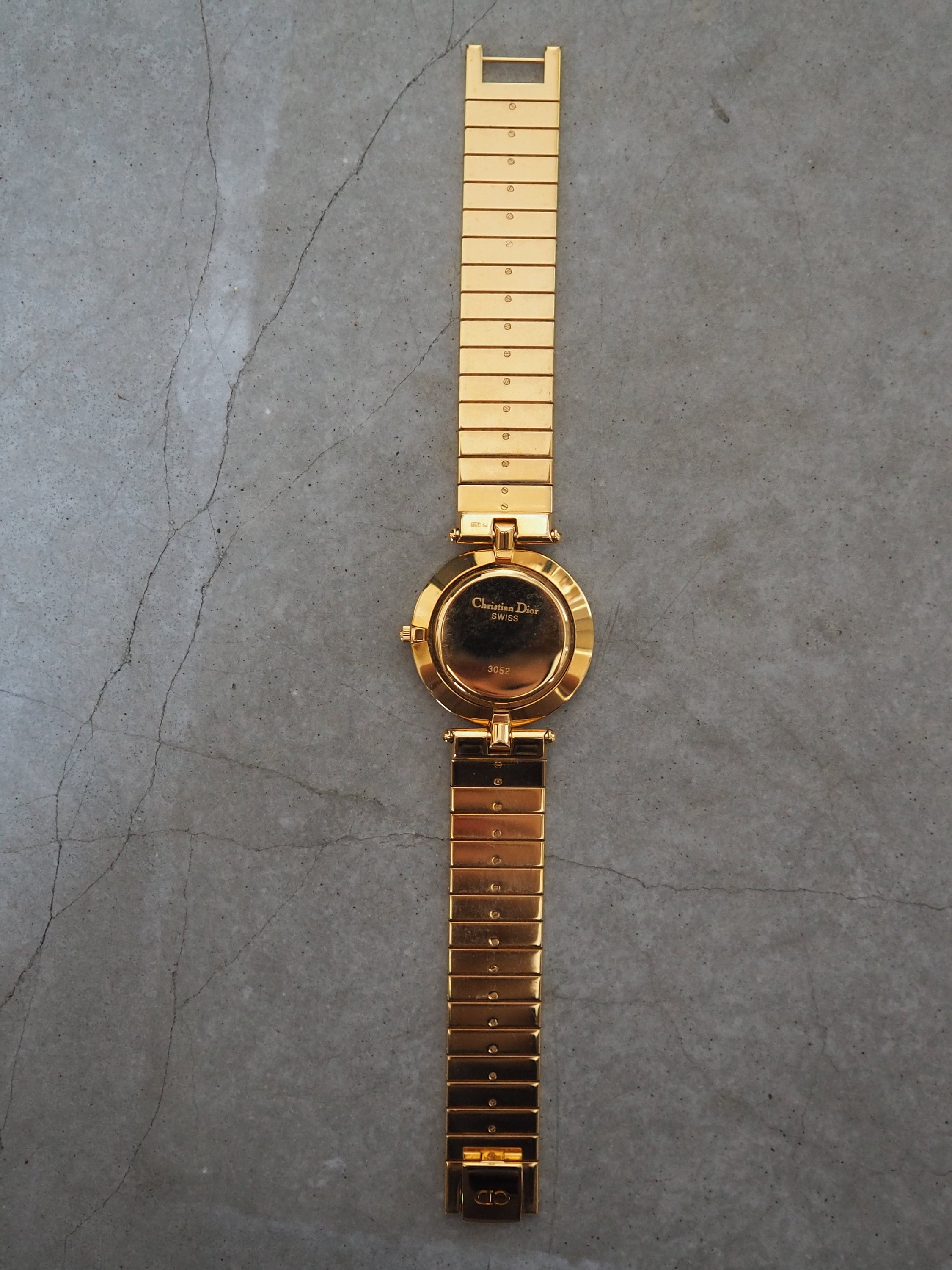 Christian Dior Round Roma Watch Gold Metal Quartz Wristwatch Unisex Men's