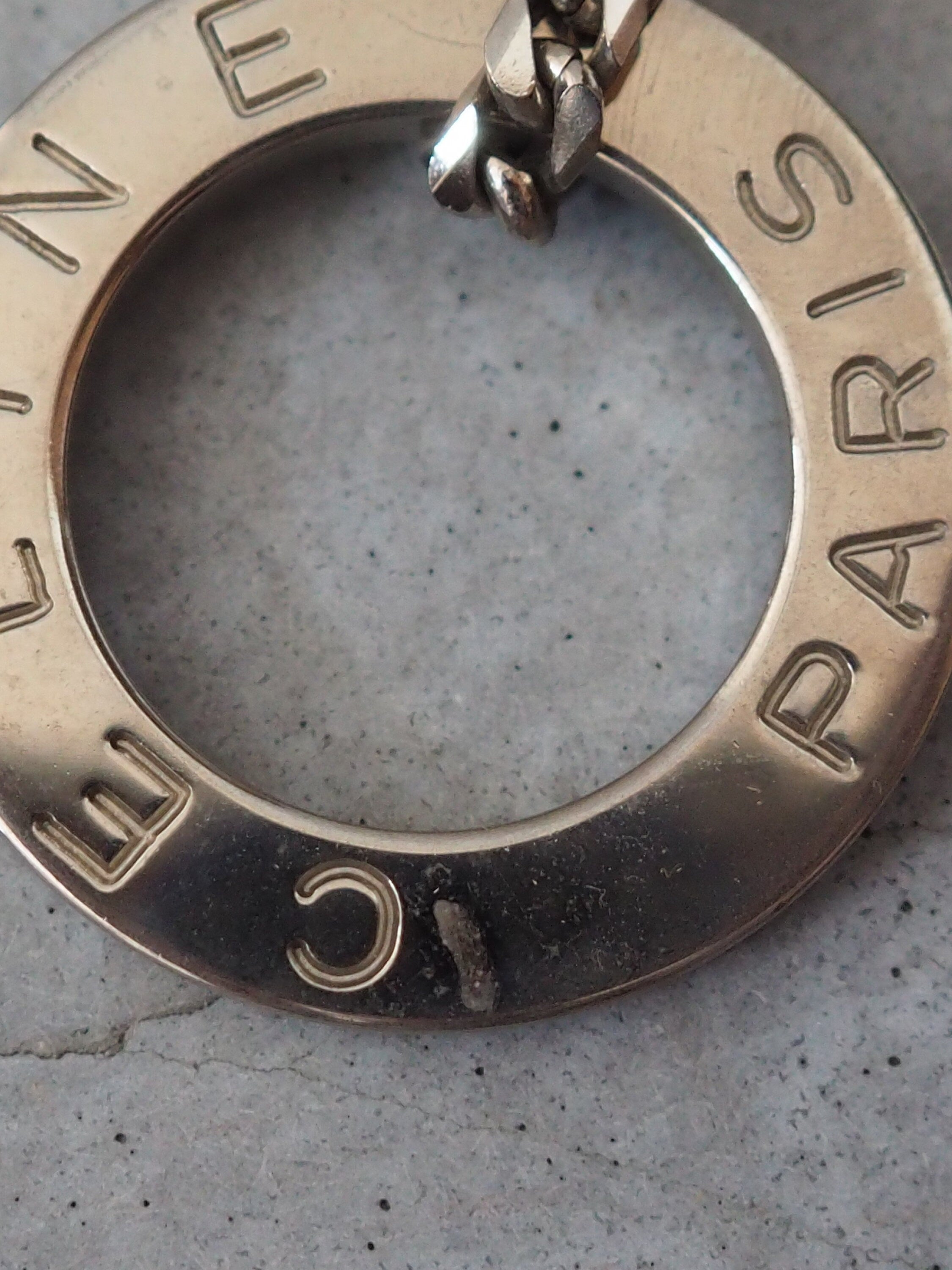 CELINE Circle Long Necklace Vintage Metal Silver Color Authentic