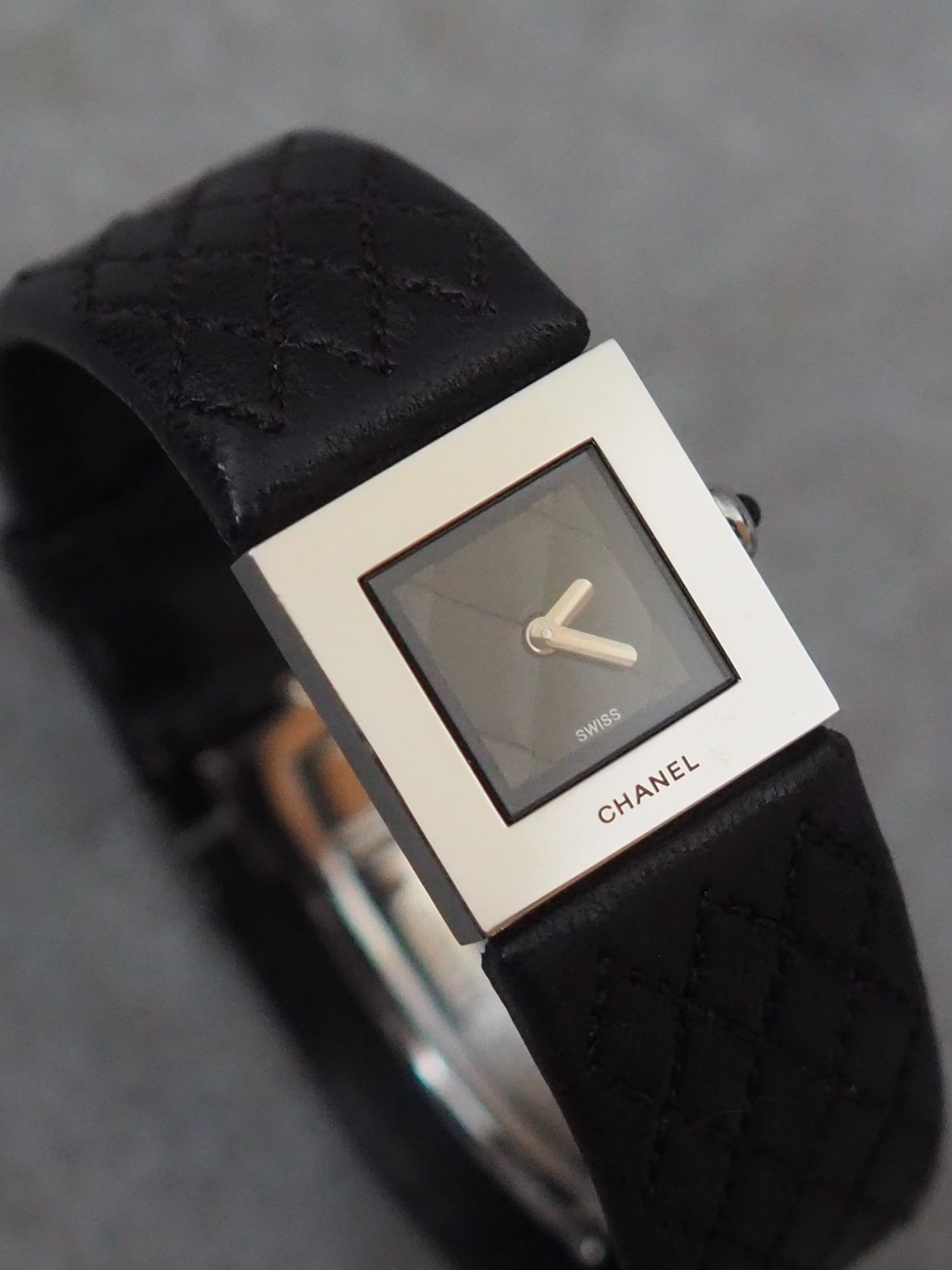 CHANEL Matelasse Watch Steel Leather Quartz Ladies Silver Leather Quartz Wristwatch