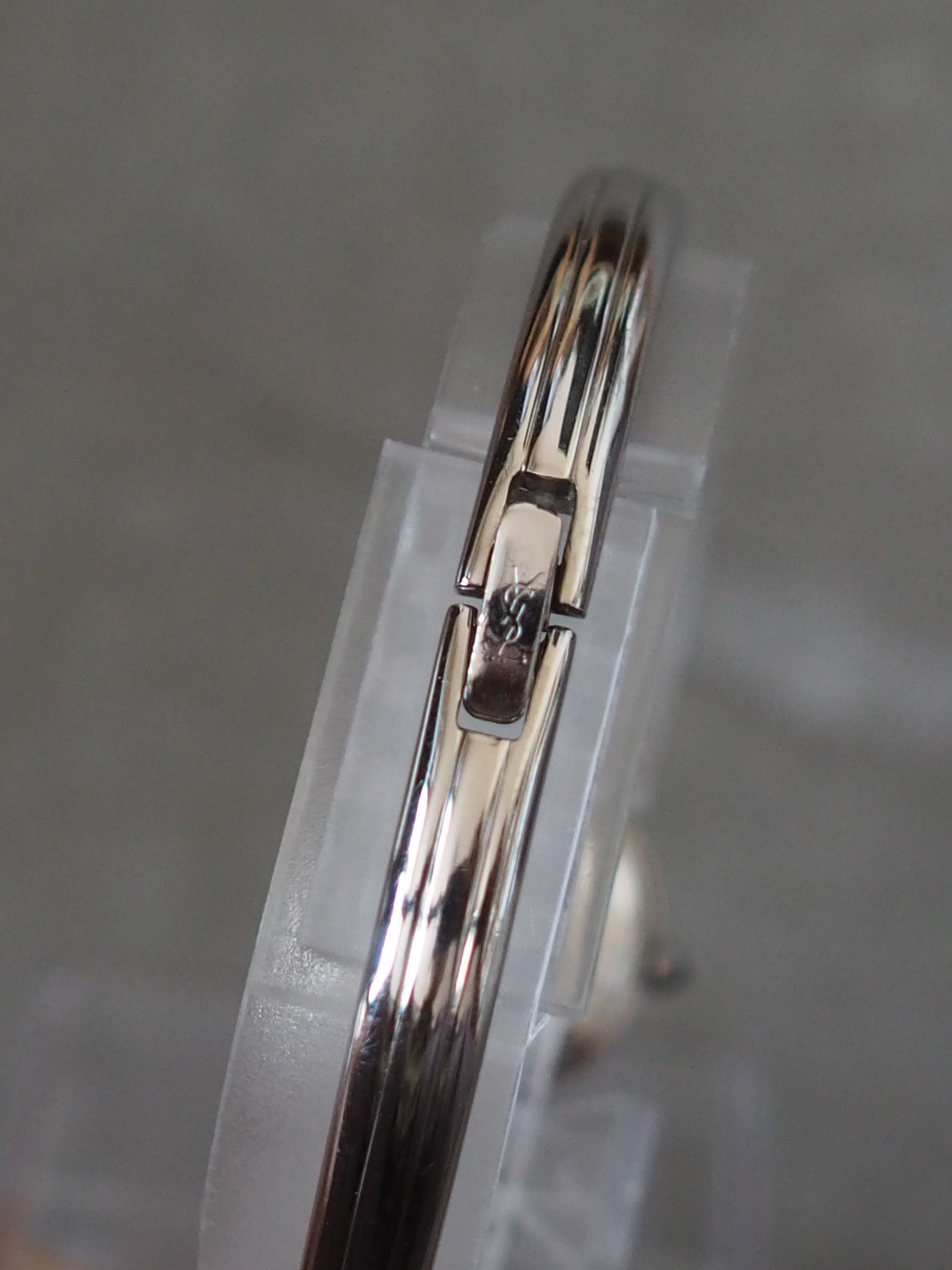 Yves Saint Laurent YSL Watch Bangle Wristwatch Logo Silver color Stainless steel