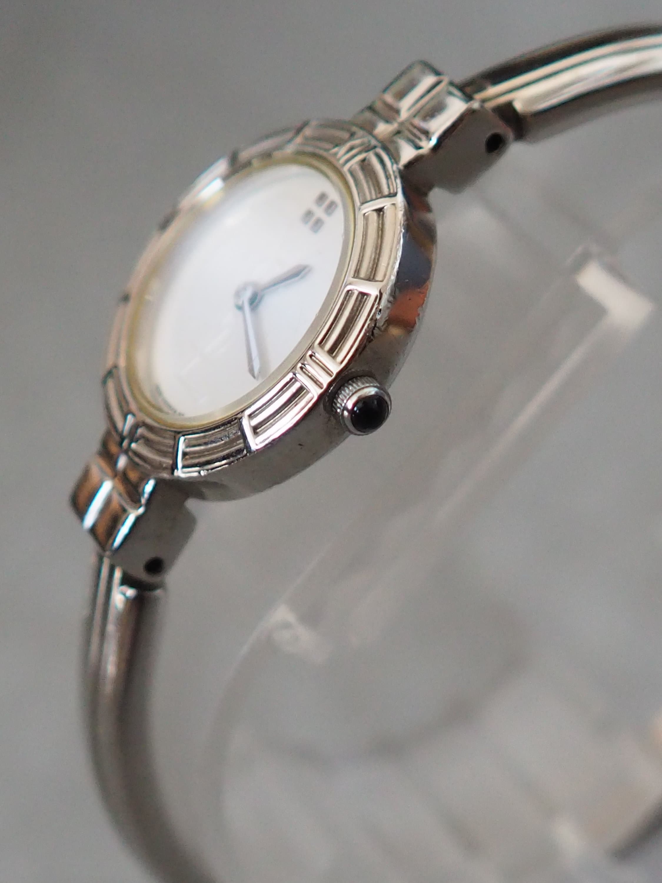 Yves Saint Laurent YSL Watch Bangle Wristwatch Logo Silver color Stainless steel